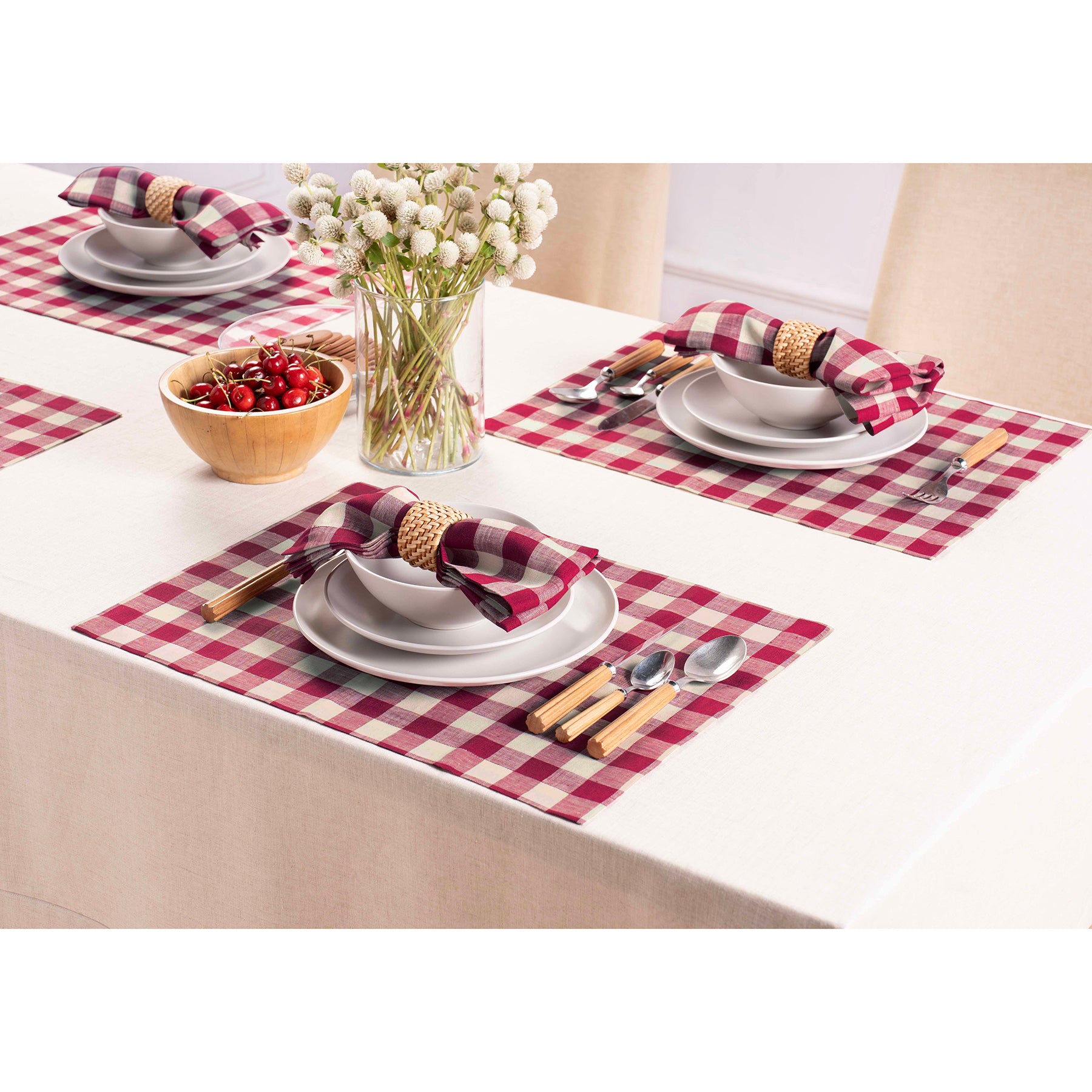 Morgan Check Napkins, Set of 4 - Premium Cotton Table Napkins for Dinner Parties, Weddings & Everyday Use