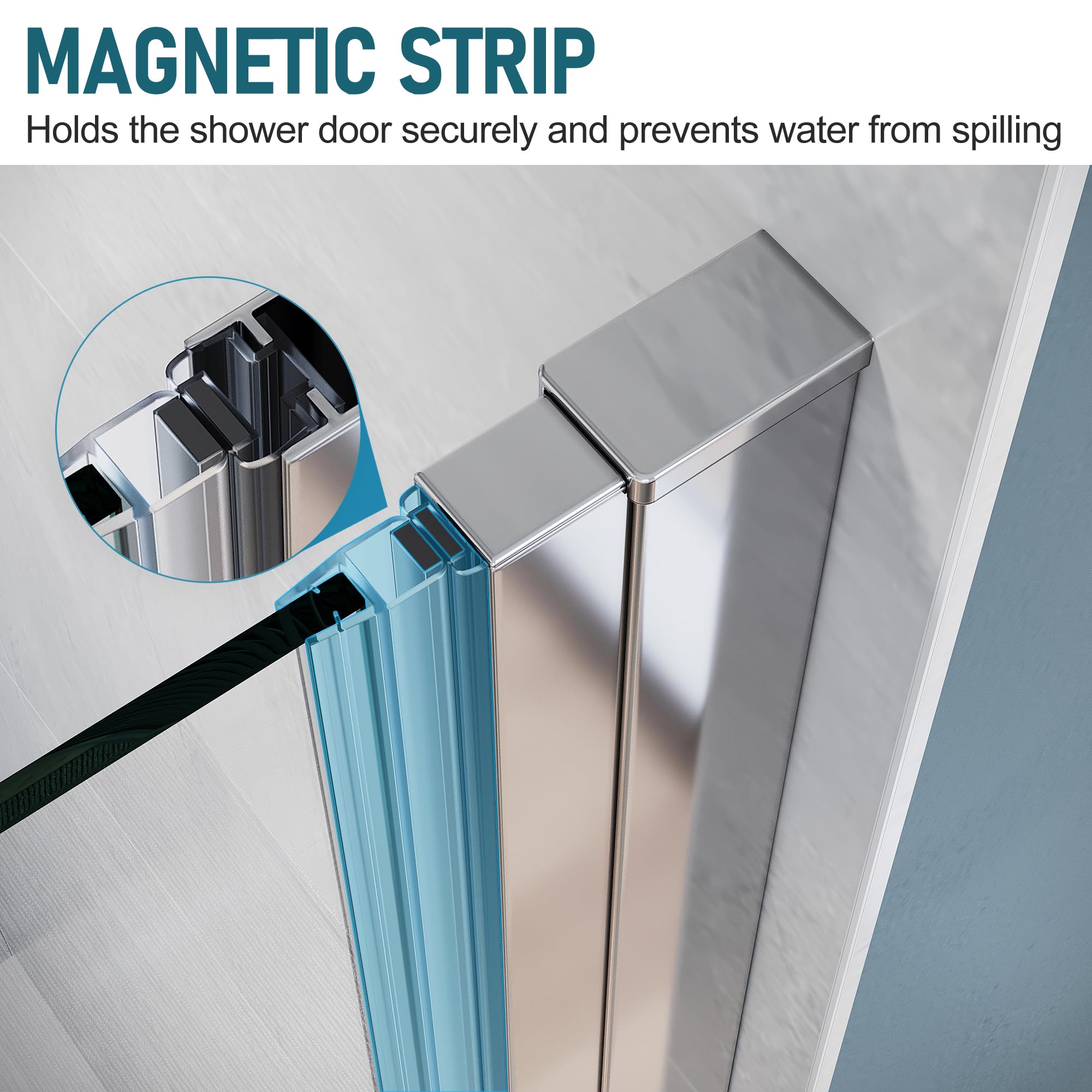 Elegant 34x72 Inch Semi-Frameless Bi-Fold Shower Door - 1/4 Inch Clear Tempered Glass with Chrome Finish - Perfect for Modern Bathrooms & Small Spaces
