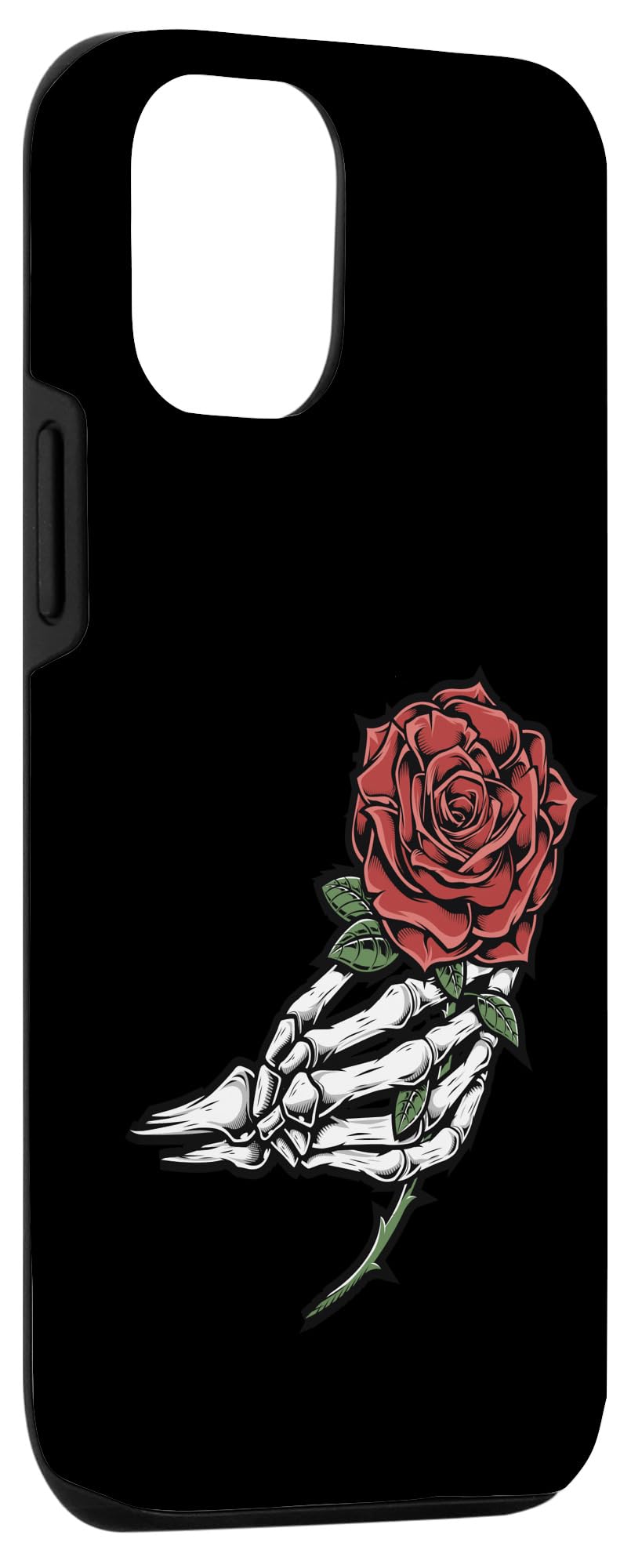 iPhone 12/12 Pro Case with Skeleton Hand Holding Red Rose Design - Perfect for Halloween, Gothic Style & Unique Fashion Statement