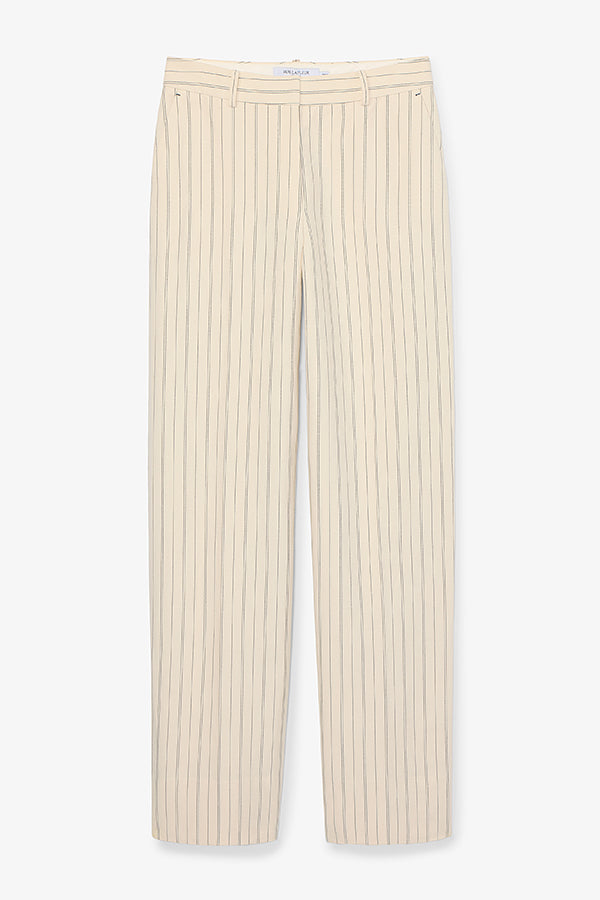 Tinsley Wide Leg Pants for Women - Breeze Stripe Pattern in Ecru & Navy - Comfortable High Waist Trousers for Office, Travel & Casual Wear