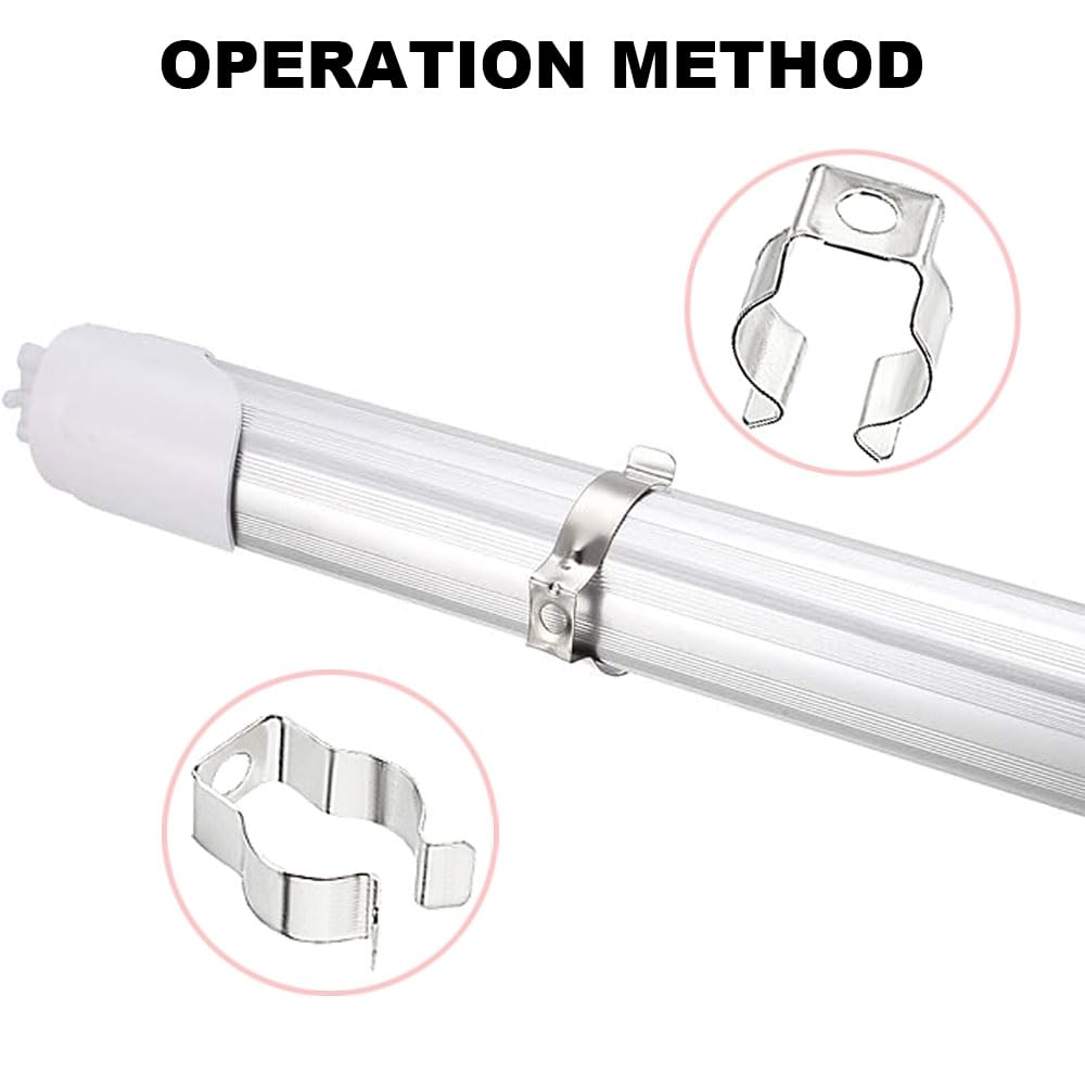 8 Pack T10 U Clips Lamp Holder - Stainless Steel LED Light & Fluorescent Tube Mounting Accessories - Silver (Perfect for Home, Office & Garage Lighting Fixtures)