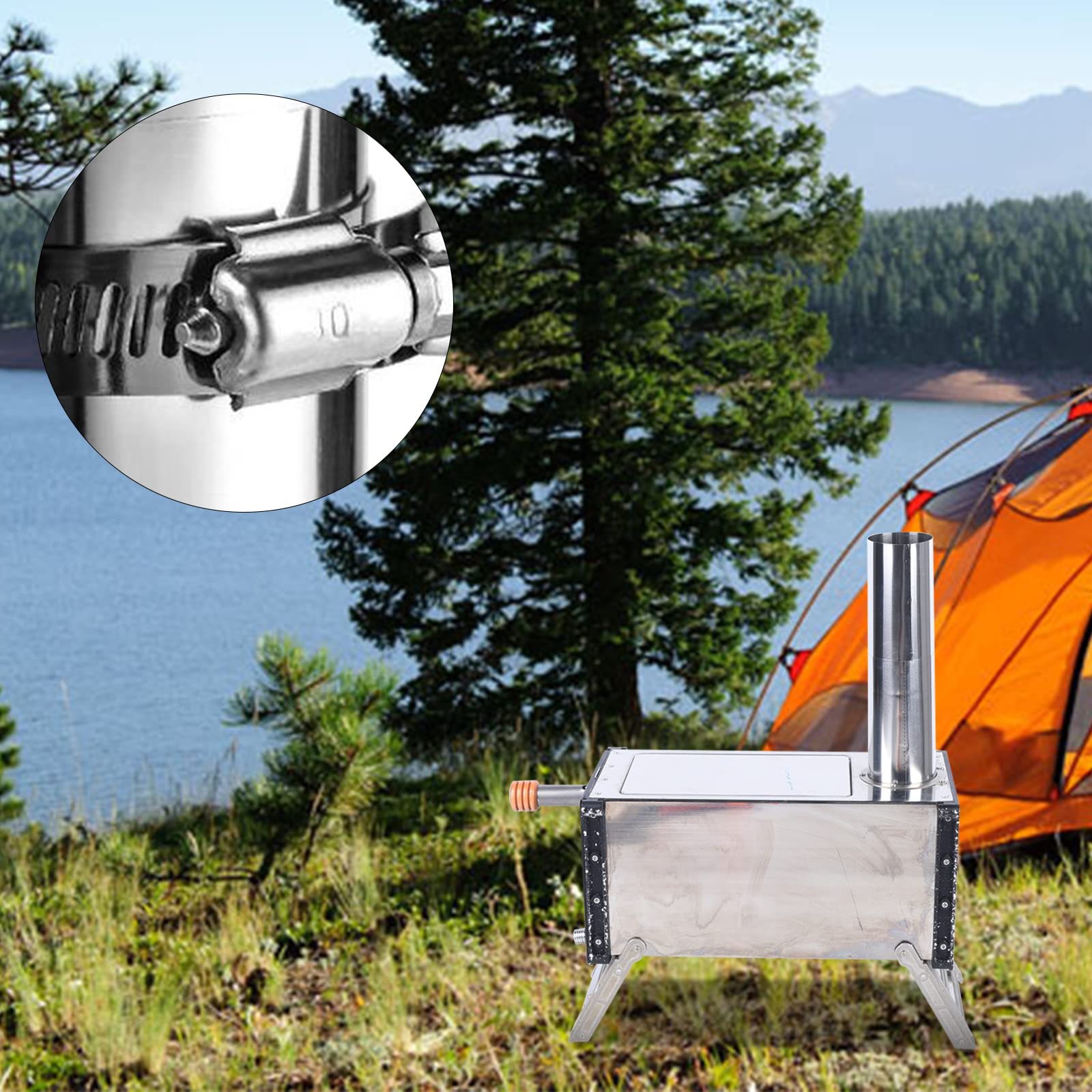 Portable Camping Stove with Retractable Chimney Pipe - Stainless Steel Wood Burning Backpack Stove for Outdoor Shelters, Tents & Survival - Perfect for Hiking, Emergency Preparedness & Off-Grid Adventures