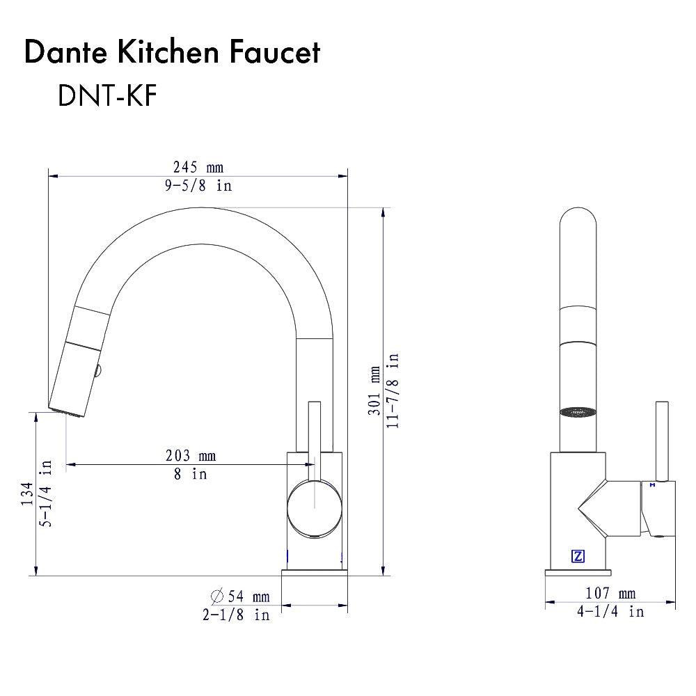 ZLINE Dante Pull Down Single Handle Chrome Kitchen Faucet - Modern High Arc Spout with Smooth Motion Swivel for Easy Cleaning - Perfect for Farmhouse, RV & Commercial Kitchens