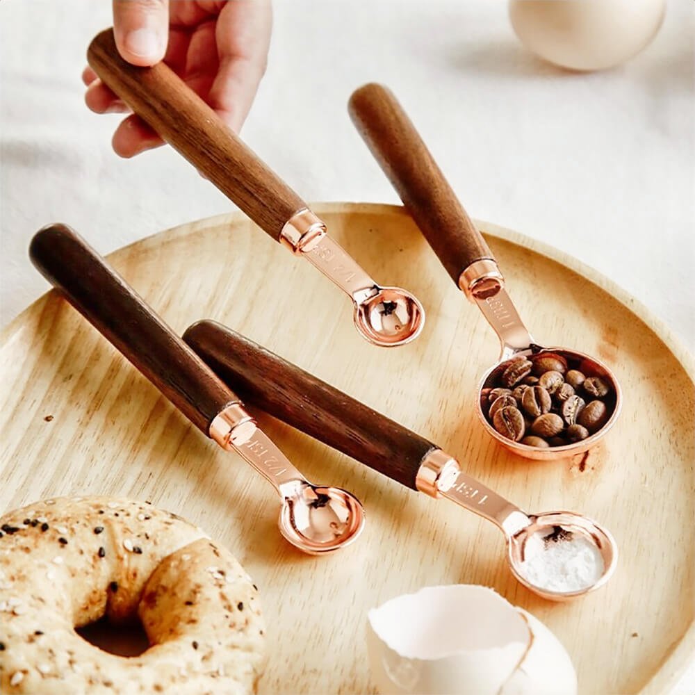 Premium Montana Copper Measuring Spoons Set - 6-Piece Stainless Steel Kitchen Utensils for Baking & Cooking - Perfect for Measuring Spices, Coffee, and Ingredients - Ideal for Home Chefs & Bakers