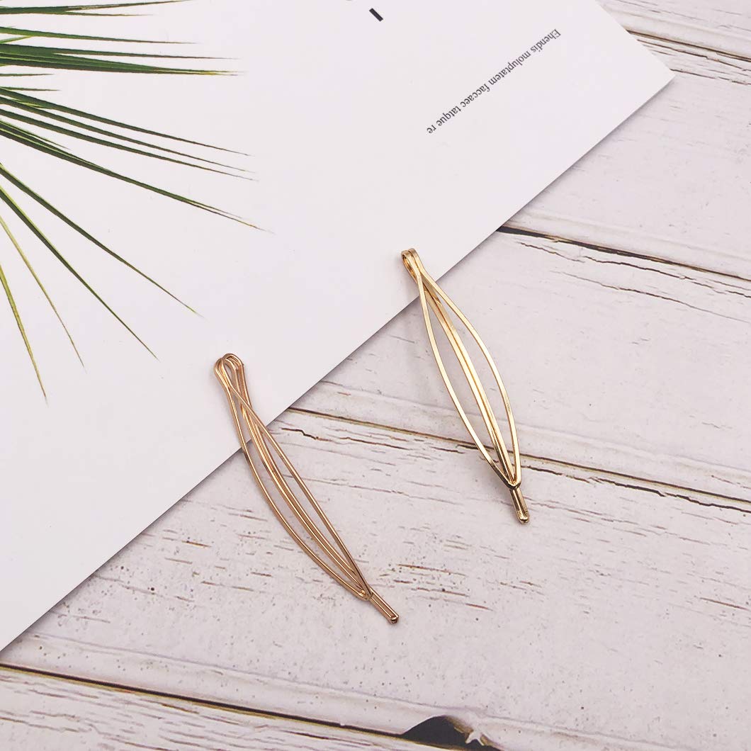 Geometric Hair Clips Set - 8pcs Minimalist Metal Hairpins, Barrettes & Bobby Pins for Women & Girls - Gold Hair Accessories for Wedding, Party & Everyday Styling