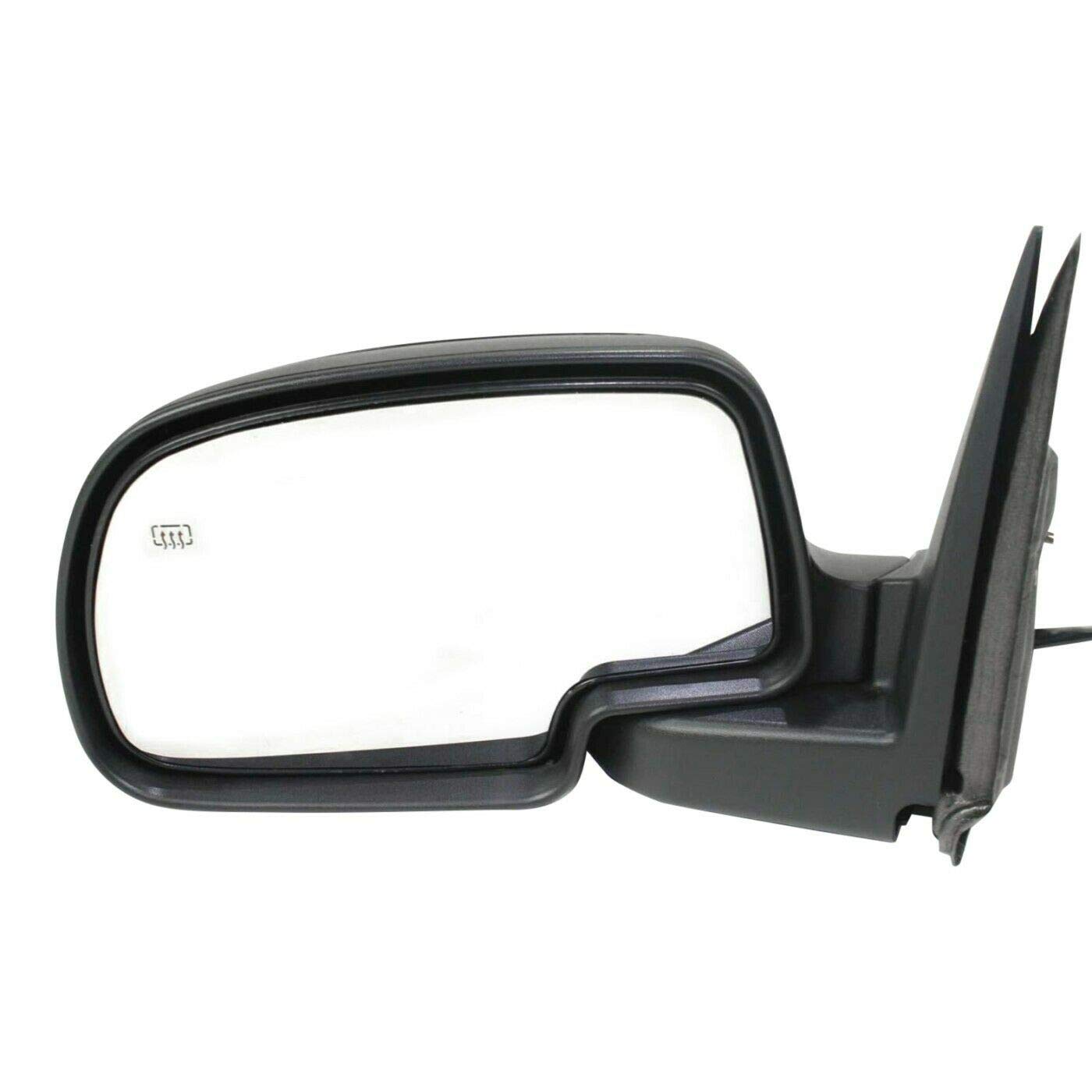 1pc Left Driver Side Textured Black Power Heated Manual Folding Exterior Door Mirror for GMC, Chevy, Cadillac - Standard Non-Dimming Replacement - Perfect for Winter Driving & Parking in Tight Spaces