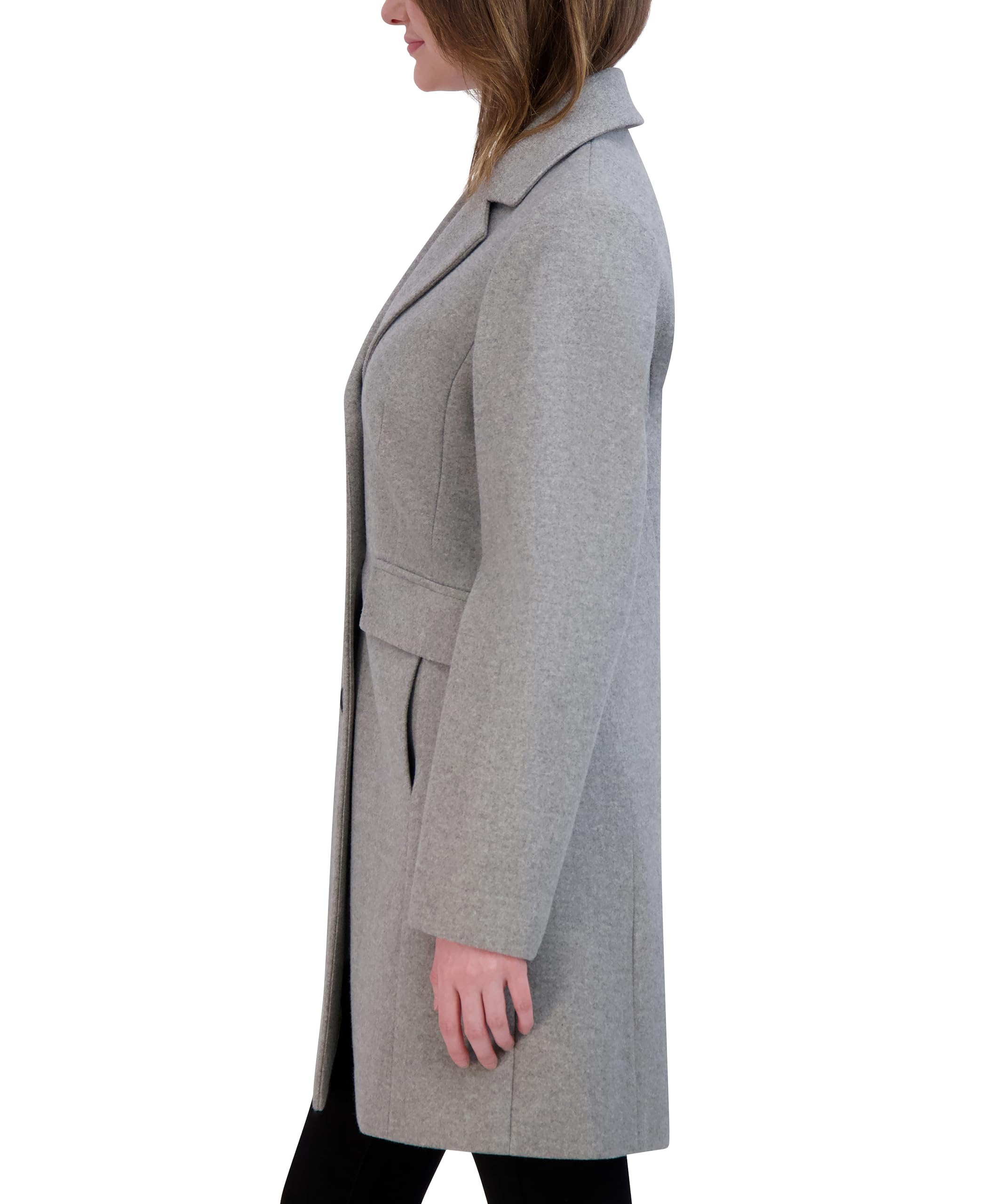 Shelli Segal Women's Faux Wool Coat with Notch Collar - Winter Warm Long Coat for Women, Perfect for Office, Dating & Holiday Outfits