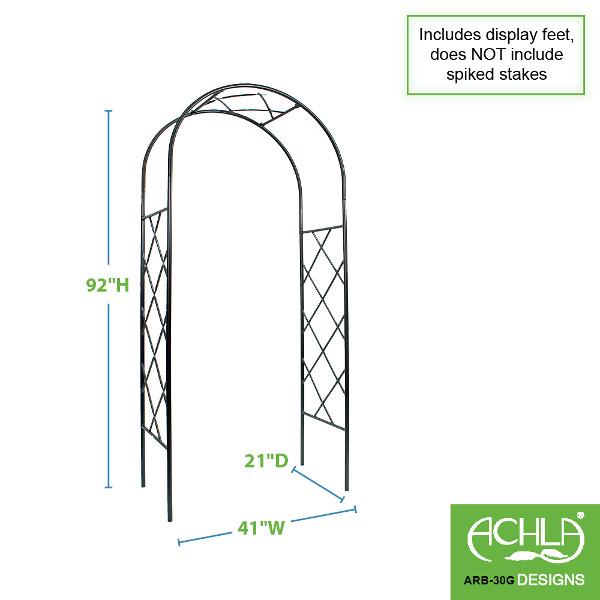 Achla Designs 30G Lattice Arbor - Elegant Garden Arch for Outdoor Weddings, Vine Support, and Backyard Decor
