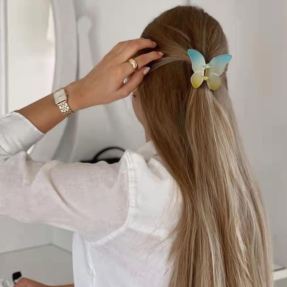 Butterfly Hair Clips for Women - 4 Pack Matte Medium Hair Claw Clips for Thick or Thin Hair, Non-Slip Hair Accessories for Girls & Women - Perfect for School, Work, Parties & Everyday Styling