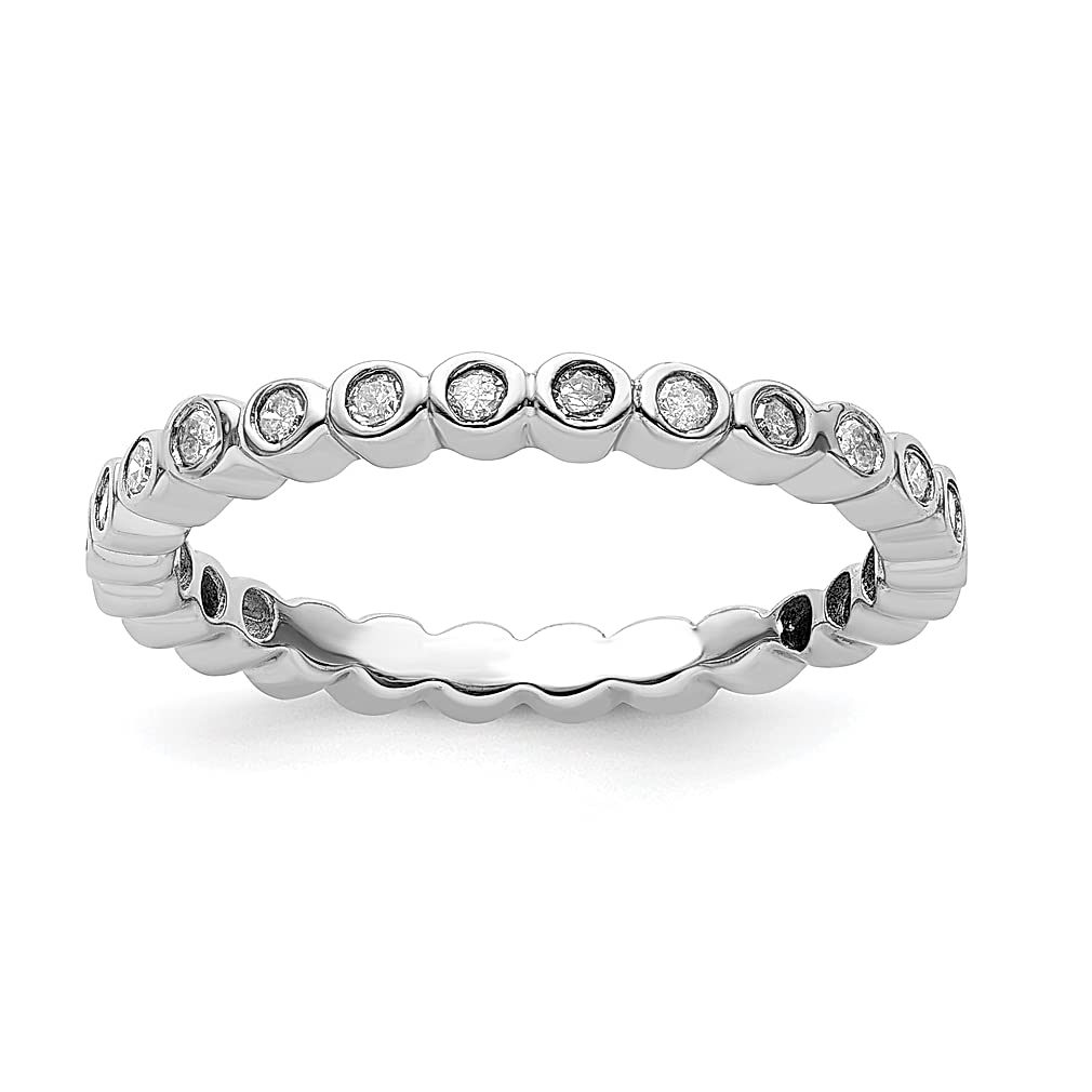 925 Sterling Silver Diamond Band Ring - Stackable Classic Fine Jewelry for Women | Elegant Everyday Wear & Special Occasion Gift for Her