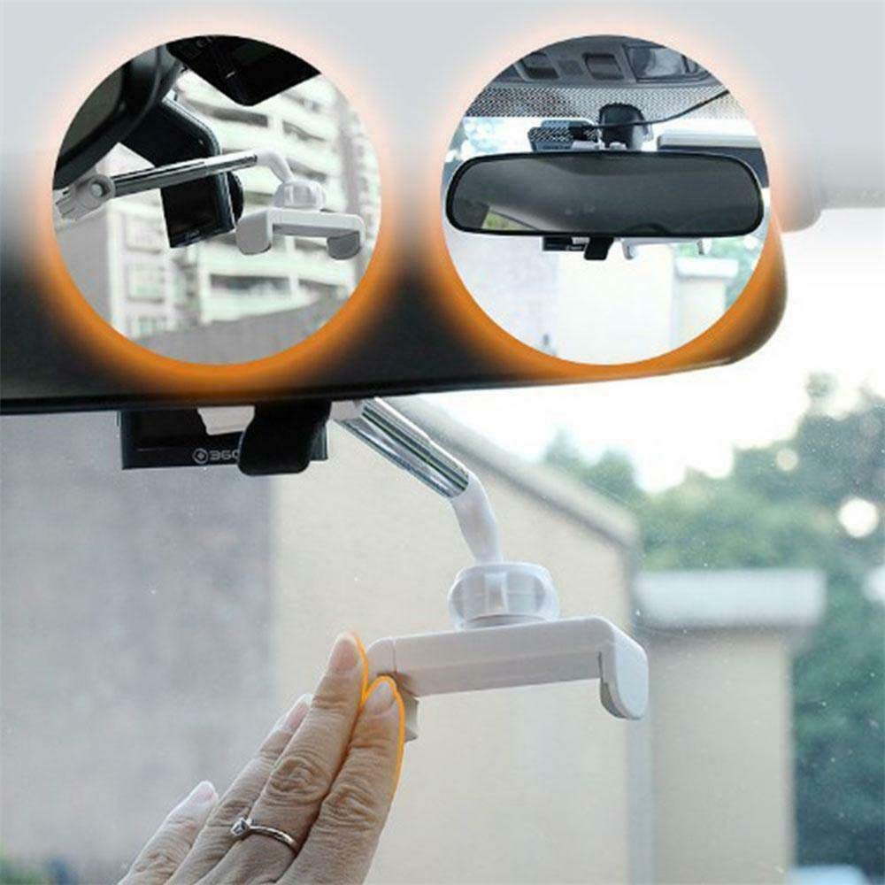 360° Adjustable Universal Car Phone Holder - Telescopic Rearview Mirror Mount for iPhone, Samsung & GPS Navigation - Perfect for Hands-Free Driving & Road Trips (Black)