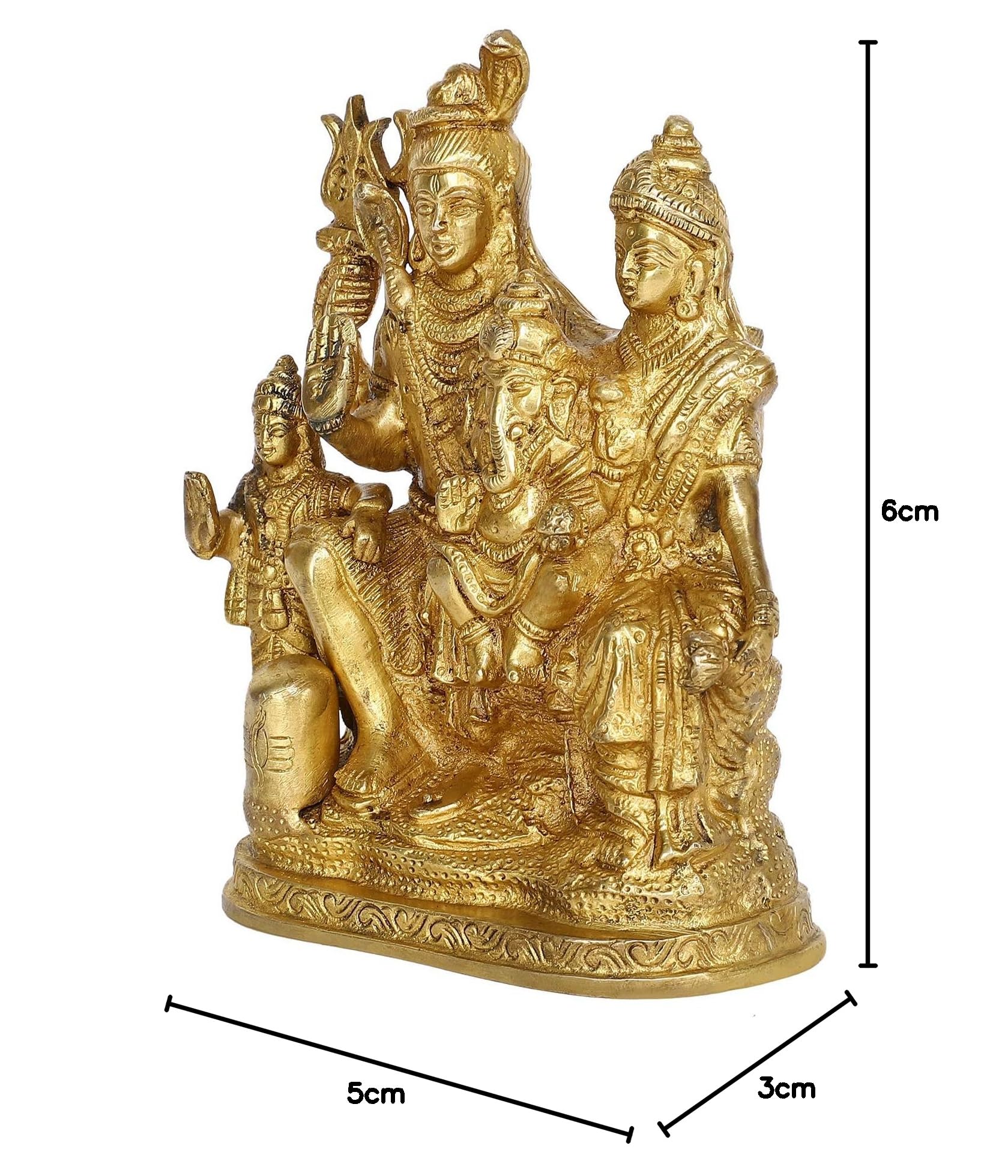 Handcrafted Brass Statue of Lord Shiva, MATA Parvati, Ganesha & Kartikeya - Hindu God Idol for Pooja Mandir, Home Decor & Spiritual Gifts - Perfect for Meditation, Worship & Indian Festival Celebrations