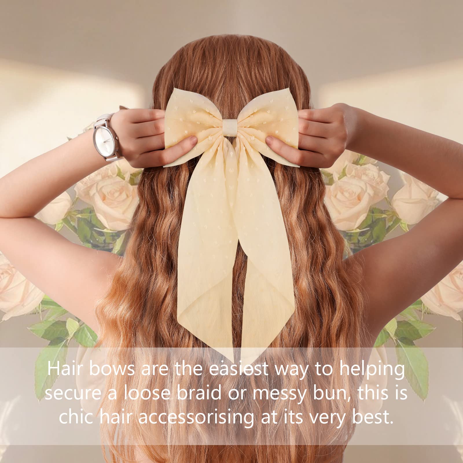 3 Pack Large Hair Bows for Women & Girls - Metal Clip Hair Barrettes with Lace Ribbon, Coquette Aesthetic Hair Accessories for Valentine's Day, Wedding, Birthday & Vacation | Perfect for Parties, Photo Shoots & Everyday Elegant Style