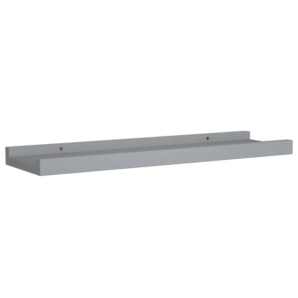 Floating Shelf Wall Mount - Set of 2 Gray MDF Shelves 15.7x3.5x1.2 Inches - Space Saving Storage for Bedroom, Living Room, Bathroom, Kitchen & Office - Perfect for Displaying Books, Decor & Picture Frames
