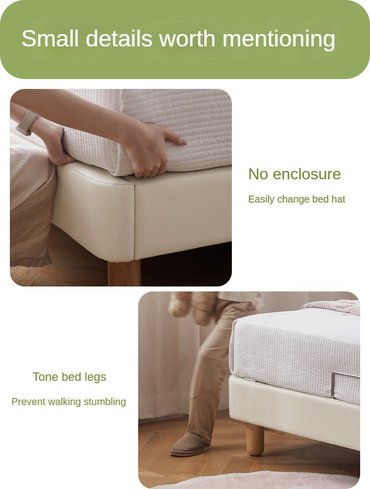 Organic Leather Kids Cream-Colored Soft Bed - Cozy & Stylish Nursery Essential for Toddlers & Infants | Perfect for Bedrooms, Daycare & Playrooms
