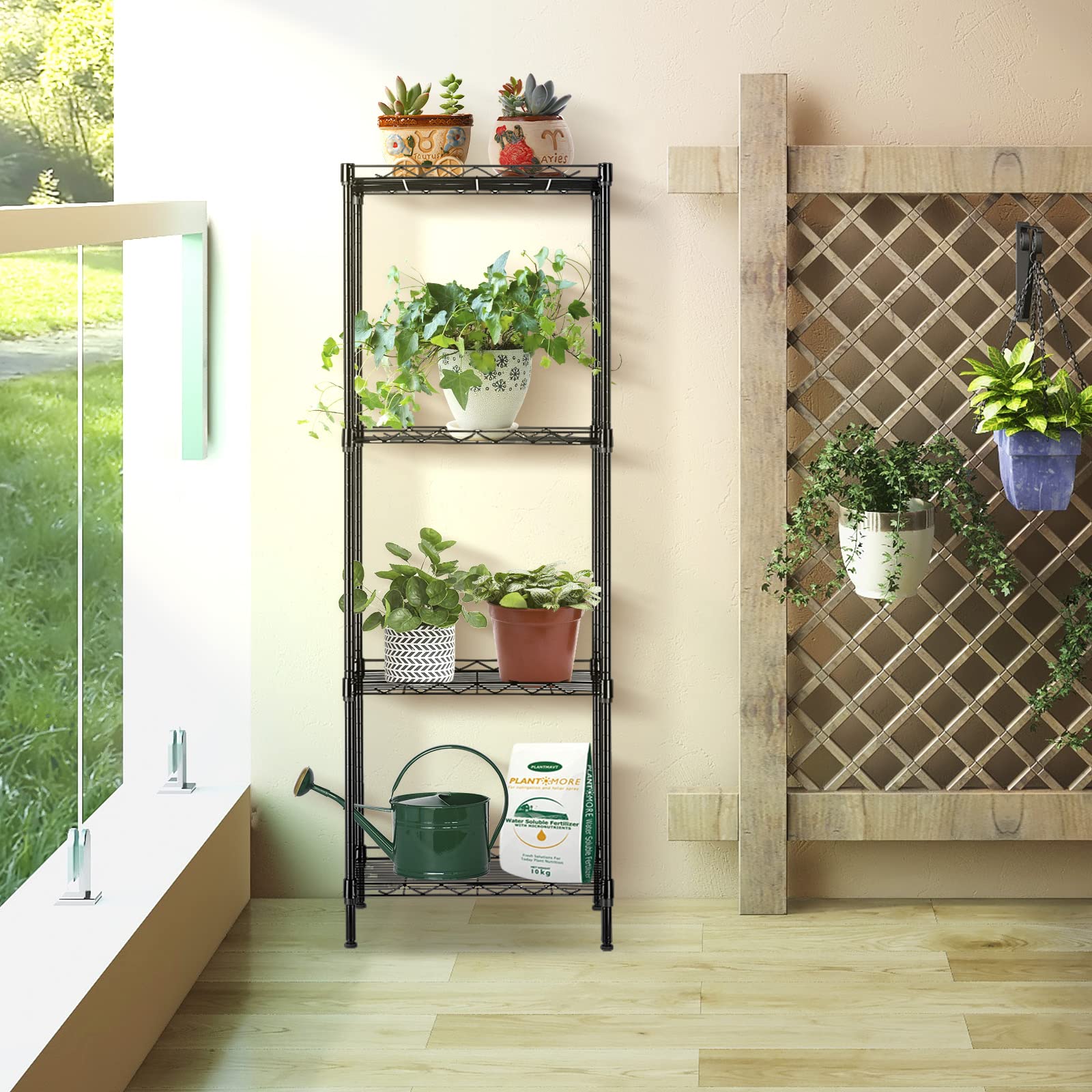 4-Tier Adjustable Wire Shelving Unit - 11.8