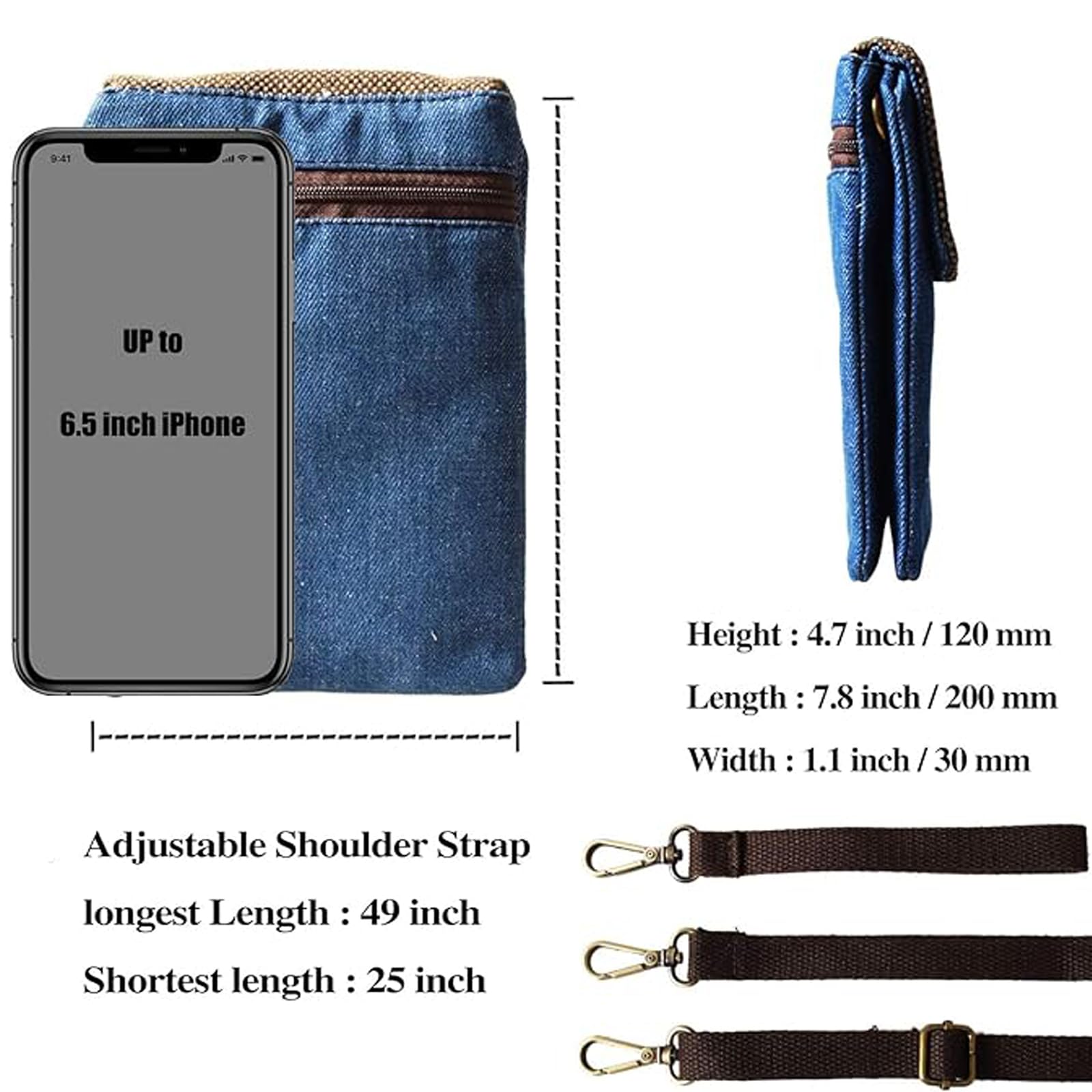 WITERY Small Canvas Crossbody Phone Purse Wallet - Handmade Adjustable Shoulder Strap Cute Cell Phone Bag for Women | Perfect for Travel, Shopping & Everyday Use