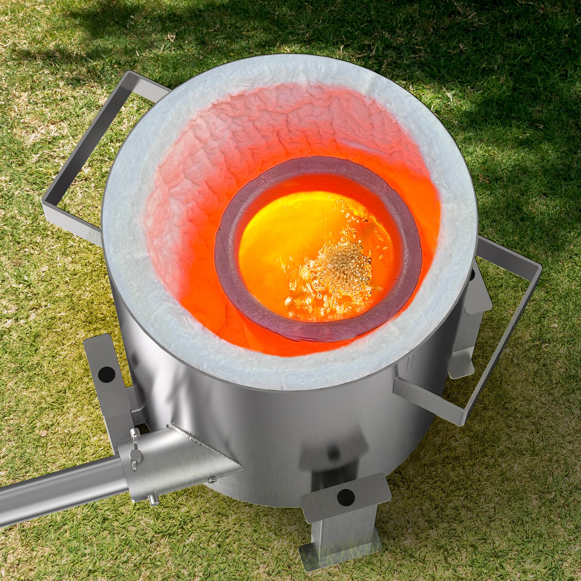 Nelyrho Propane Smelting Furnace Kit – 4kg Crucible, Support Stand & Tongs – Stainless Steel Foundry for Melting Aluminum, Gold, Silver, Copper – Perfect for DIY Jewelry Making, Metal Casting & Home Foundry Projects