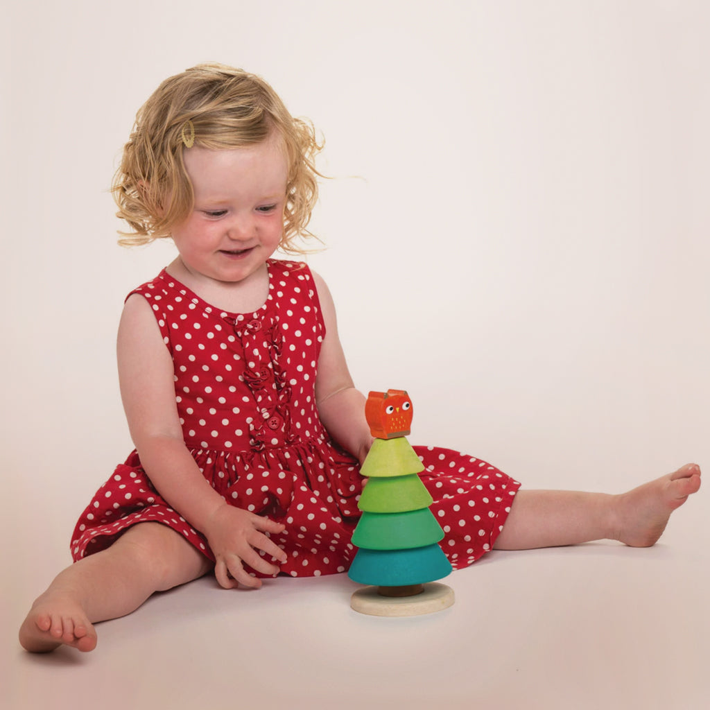 Stacking Fir Tree Toy - Wooden Educational Stacking Game for Kids, Montessori Learning Toys for Toddlers - Perfect for Early Childhood Development & Playroom Decor