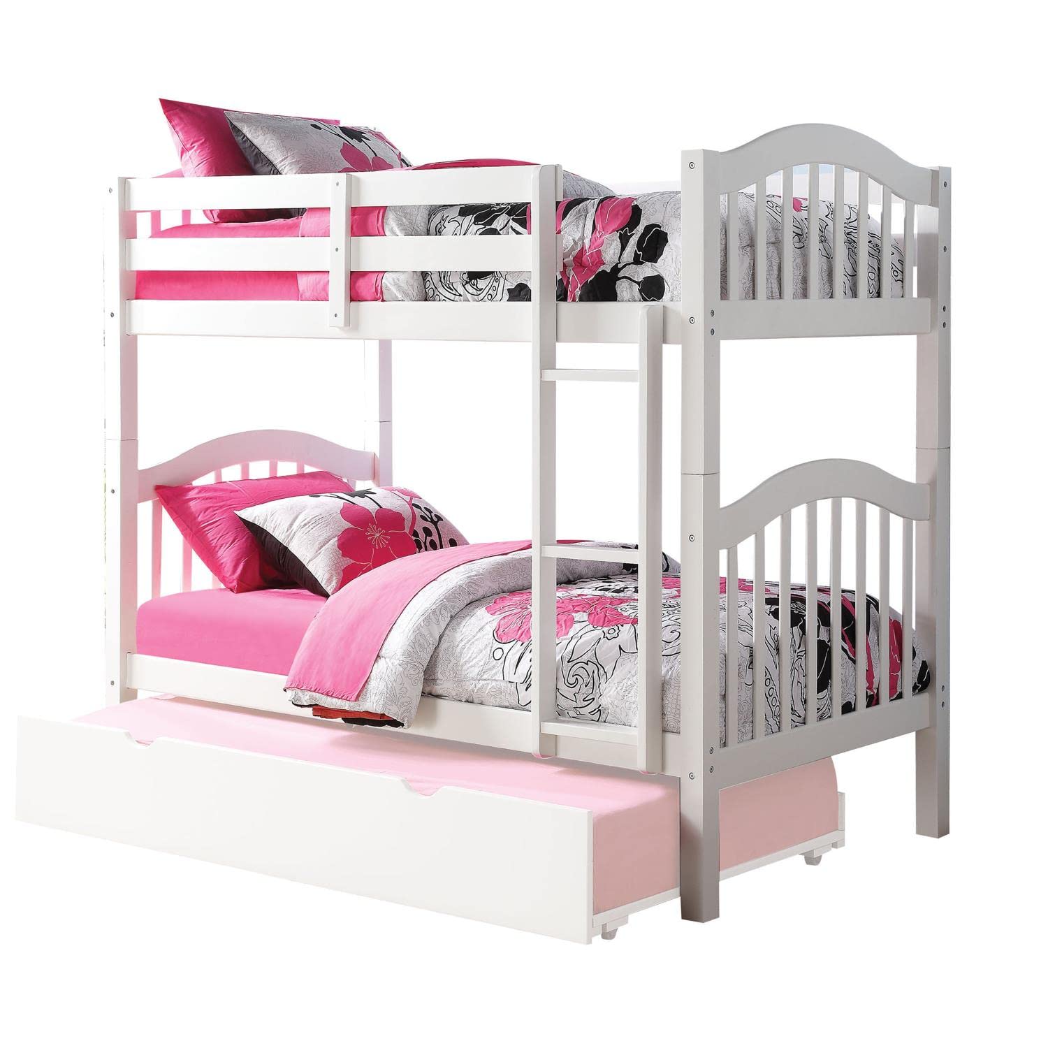 Acme Furniture Heartland White Wooden Bunk Bed for Kids - Twin Over Twin Space-Saving Bed for Small Rooms, Dormitories & Sleepovers