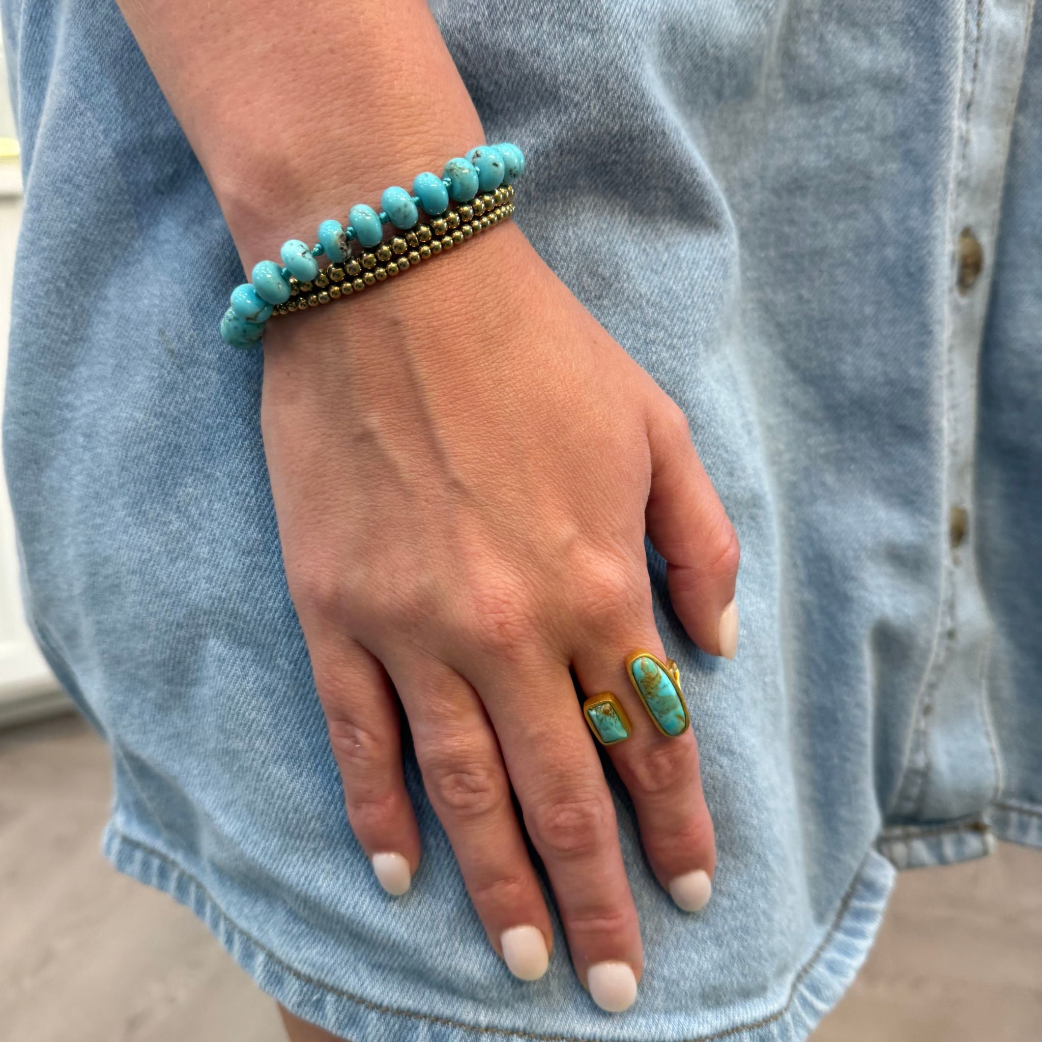 Handmade Eternal Turquoise Beaded Knotted Bracelet for Women - Boho Chic Adjustable Beaded Jewelry for Everyday Wear, Yoga, Meditation & Spiritual Healing