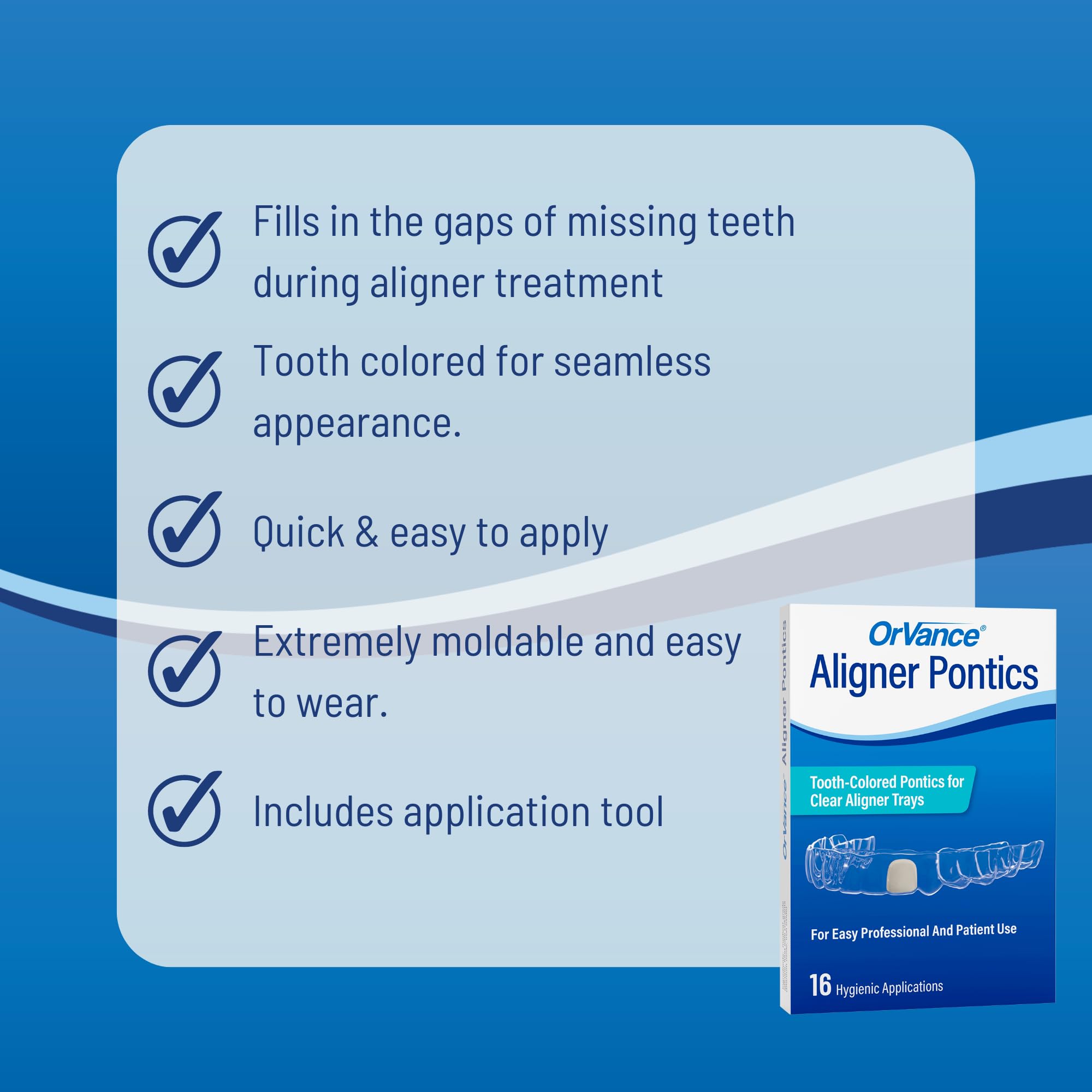 Aligner Pontics - 16 Count Temporary Tooth Replacement for Invisalign & Retainers | Perfect for Orthodontic Treatment & Smile Confidence | Ideal for Gaps During Dental Procedures