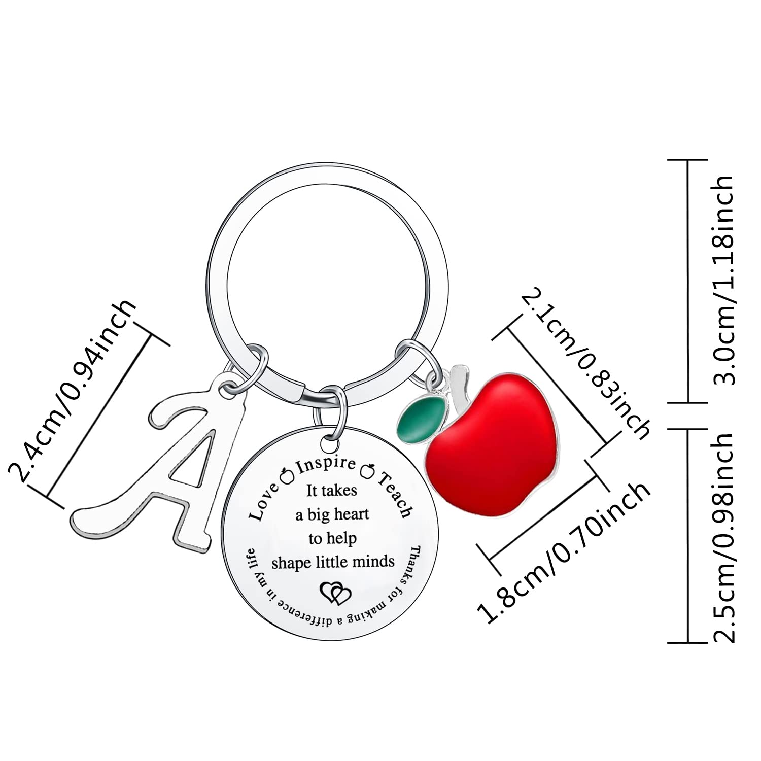 Personalized Teacher Keyring with Initial - Custom Engraved Graduation & Teacher Appreciation Gift for Educators, Mentors & School Staff - Perfect for End of Year, Retirement & Thank You Gifts