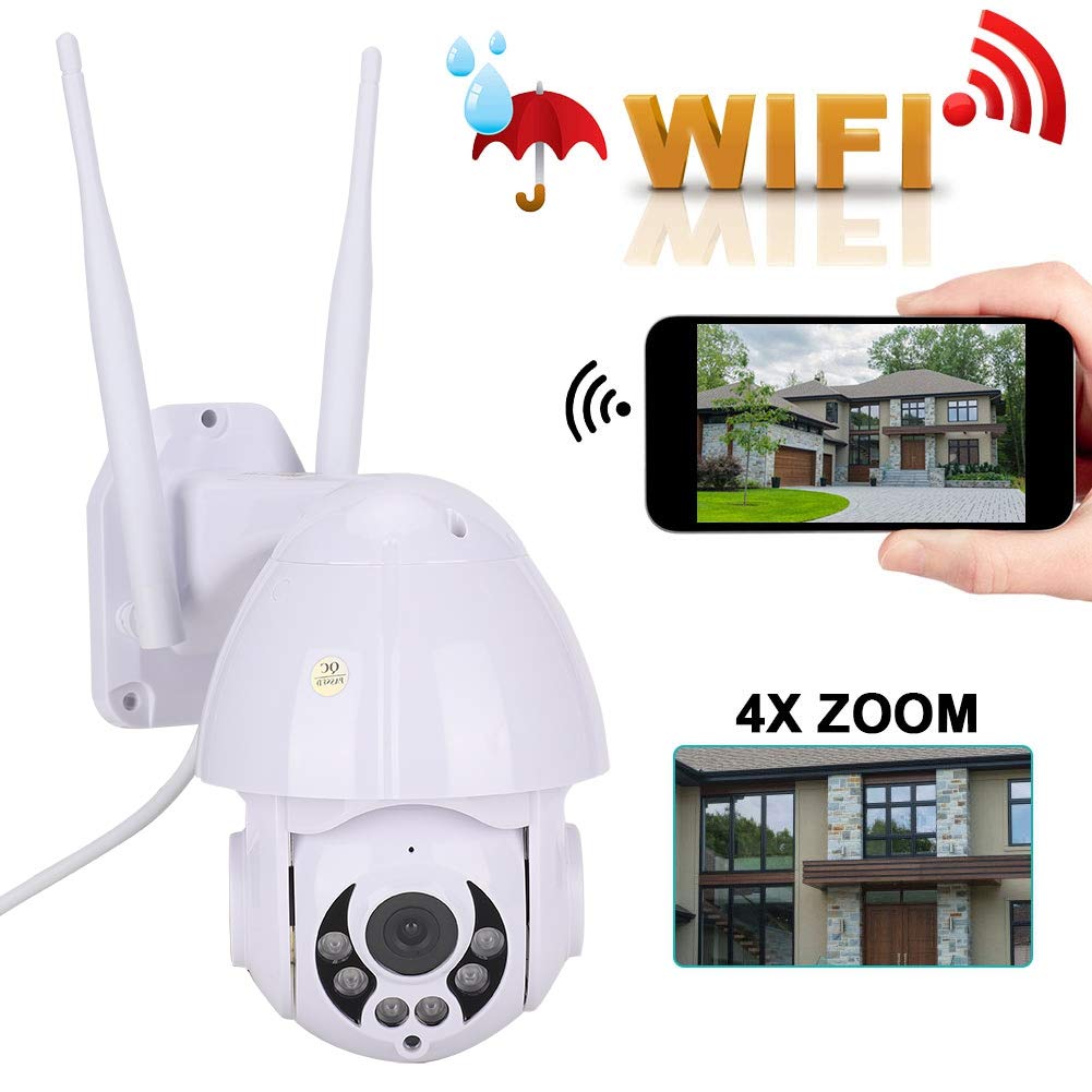 1080P WiFi Security Dome Camera with IR Night Vision, 4X Digital Zoom, 270° Horizontal & 90° Vertical Rotation - Outdoor IP Surveillance Camera for Home & Business Security (Weatherproof, Two-Way Audio)