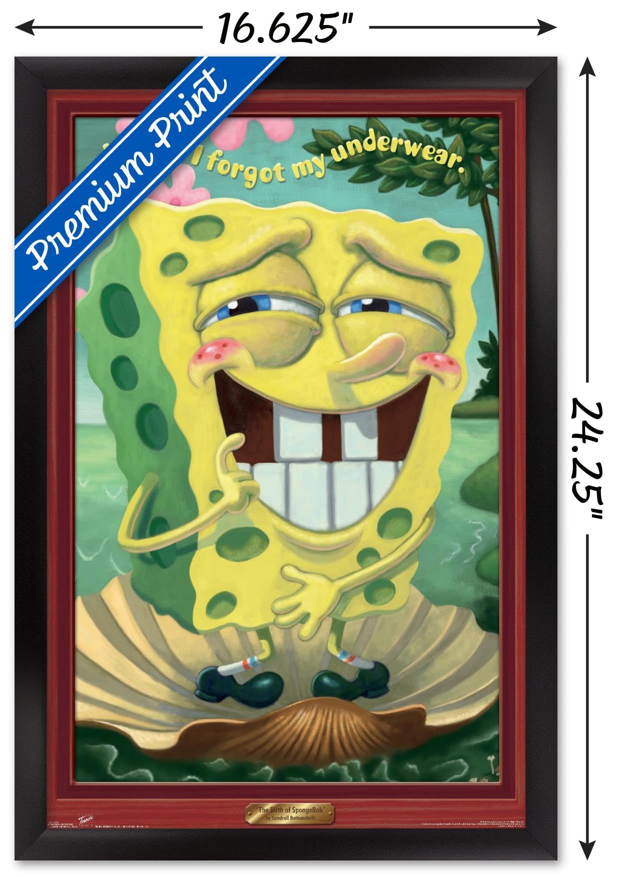 Trends International Nickelodeon SpongeBob SquarePants Underwear Wall Poster - 14.725 x 22.375 Inches, Black Framed Version - Perfect for Kids' Room Decor, Teen Bedroom, and Cartoon Lovers