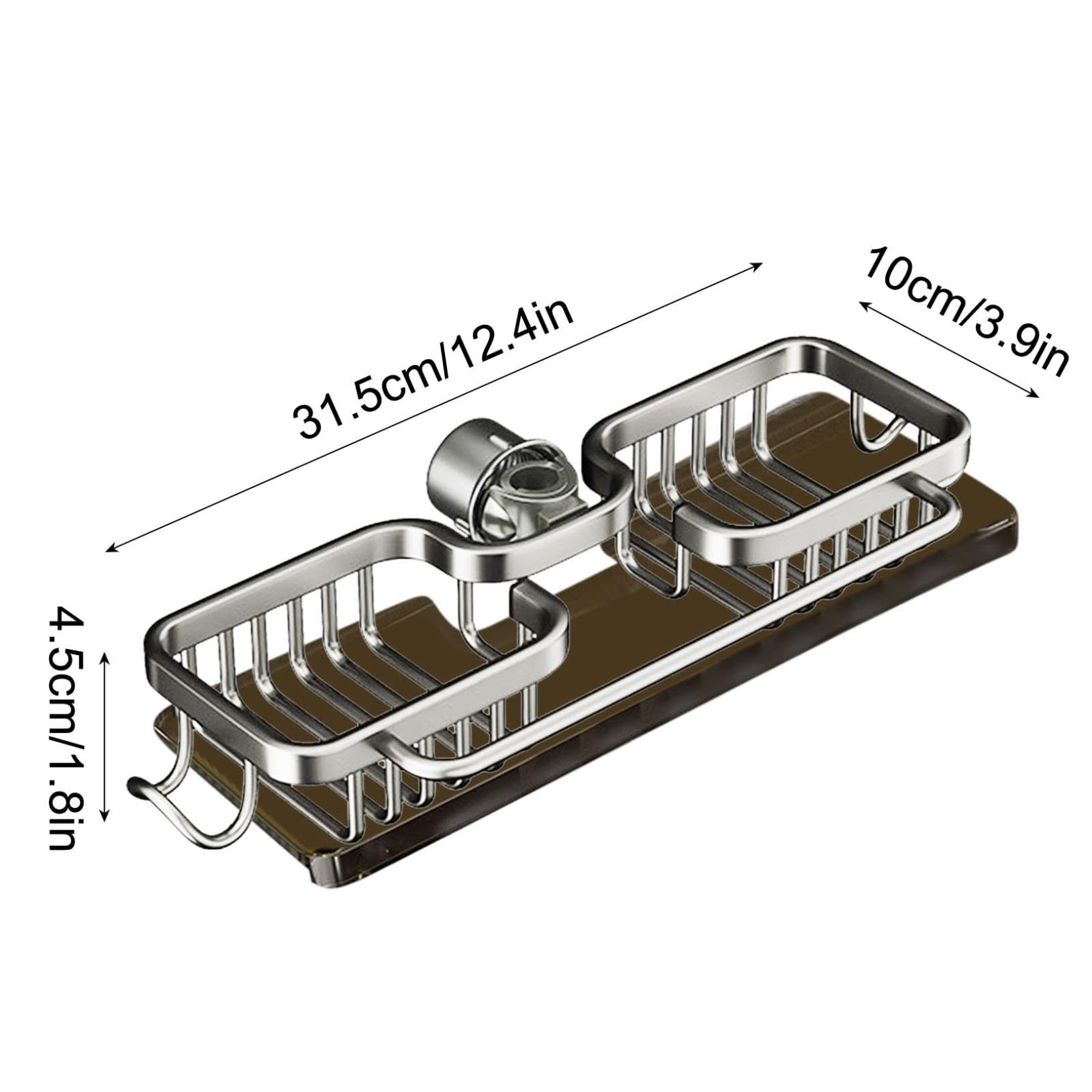 Stainless Steel Faucet Sponge Holder & Sink Caddy Organizer - Over the Faucet Hanging Drain Rack for Kitchen & Bathroom - No Drilling Required, Space Saving Sink Organizer (Silver) - Perfect for Small Kitchens, Apartments & RVs