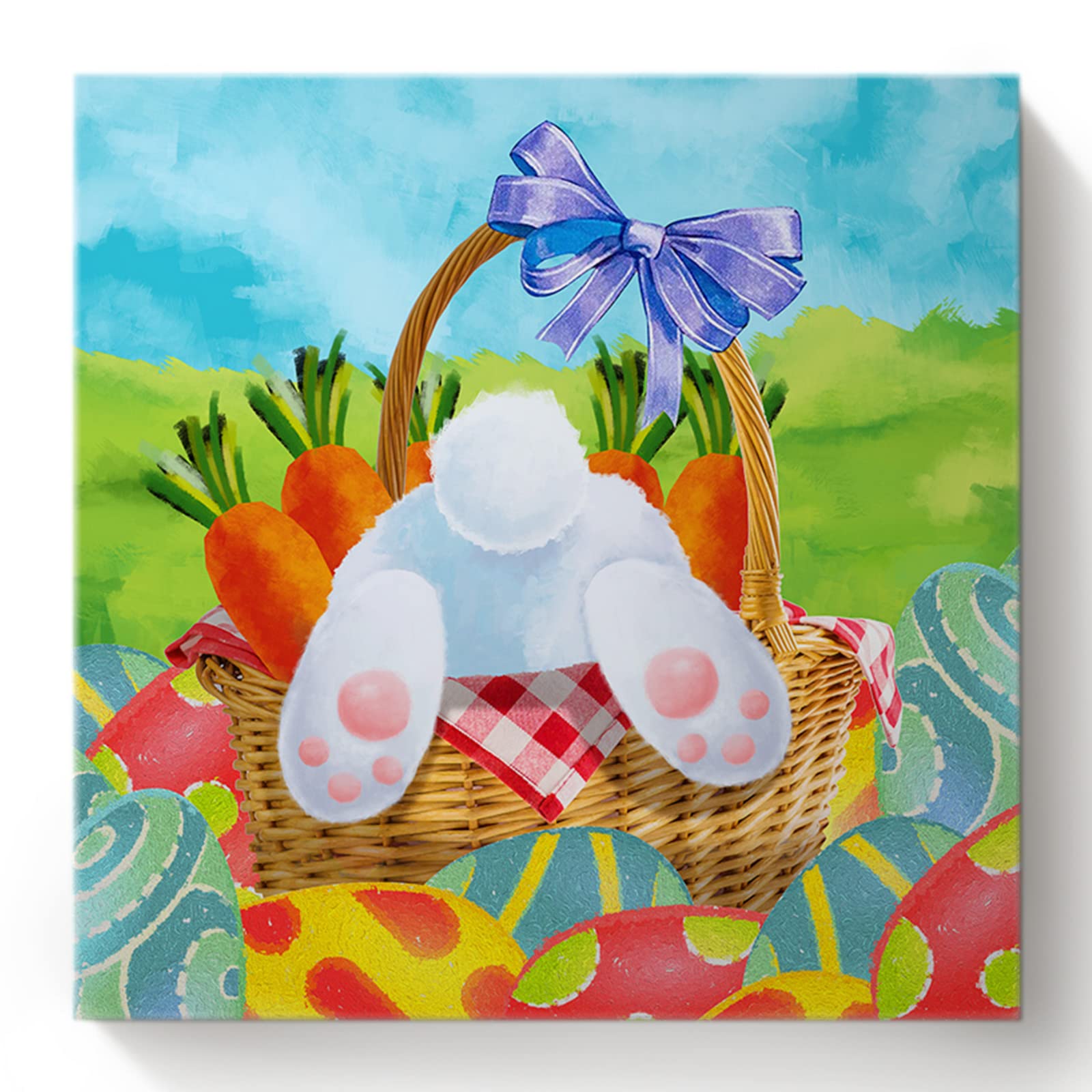 Easter Paint by Number Kit - DIY Oil Painting on Framed Canvas 20x20 Inch, Cute Rabbit & Colorful Eggs Design for Adults, Kids & Beginners - Perfect for Easter Decor, Home Art Projects & Creative Gift Ideas