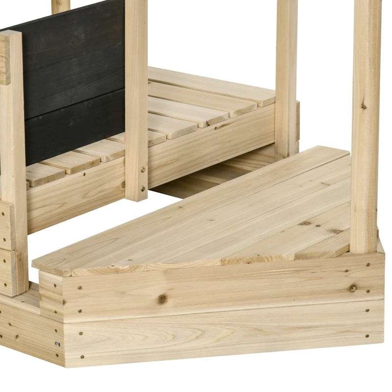 **Premium Kids Wooden Sandbox with Canopy Shade & Foldable Design - Outdoor Sand Play Station with Flag, Bottom Liner & Blackboard - Perfect for Backyard, Garden & Playground Fun**