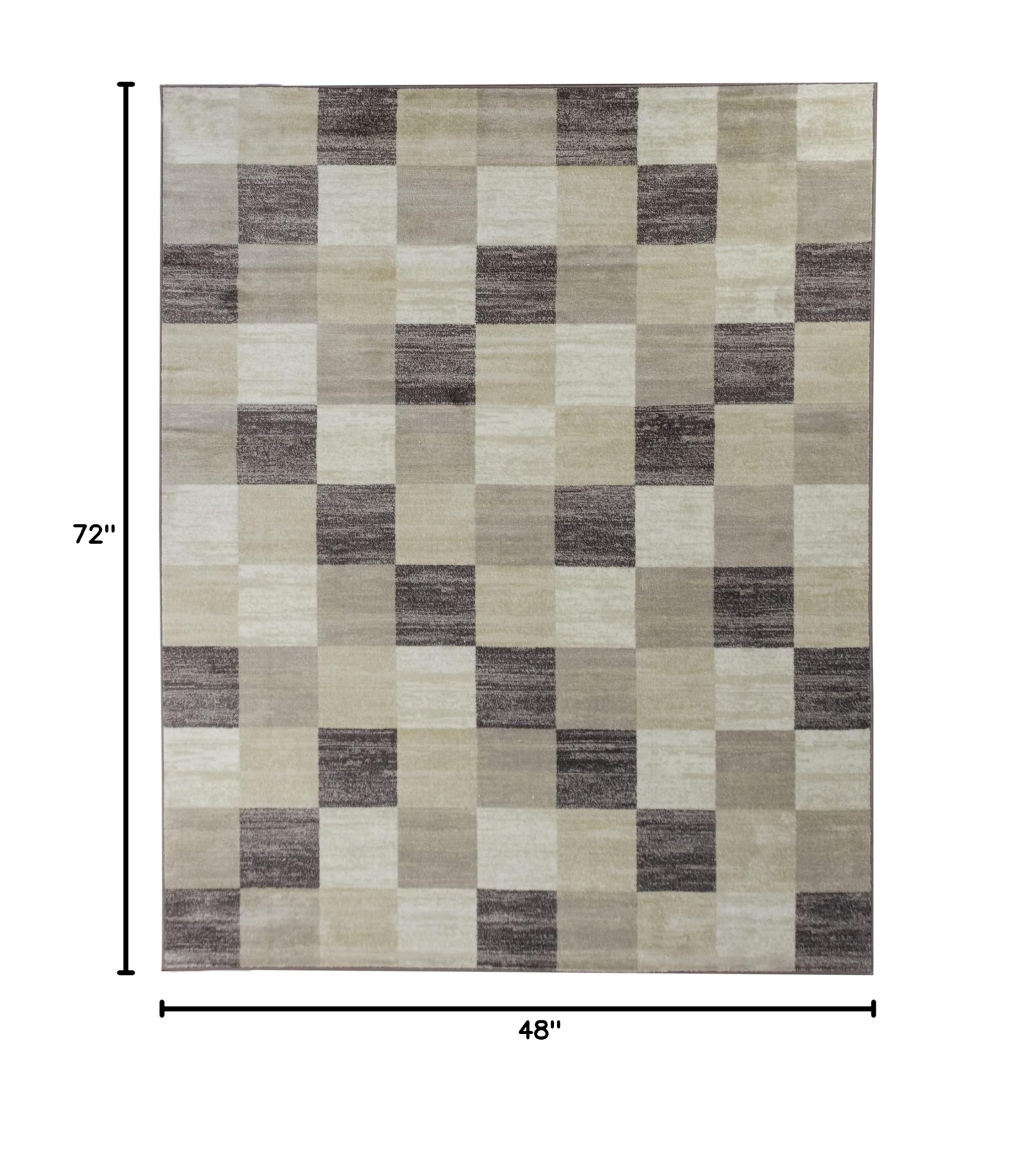 Premium Modern Geometric Area Rug - Neutral Beige Indoor Woven Carpet for Living Room, Dining, Kitchen, Bedroom, Office & Nursery - Jute Backing Non-Slip Floor Mat - Rockaway Collection 4'x6' - Perfect for Cozy Home Decor & High-Traffic Areas