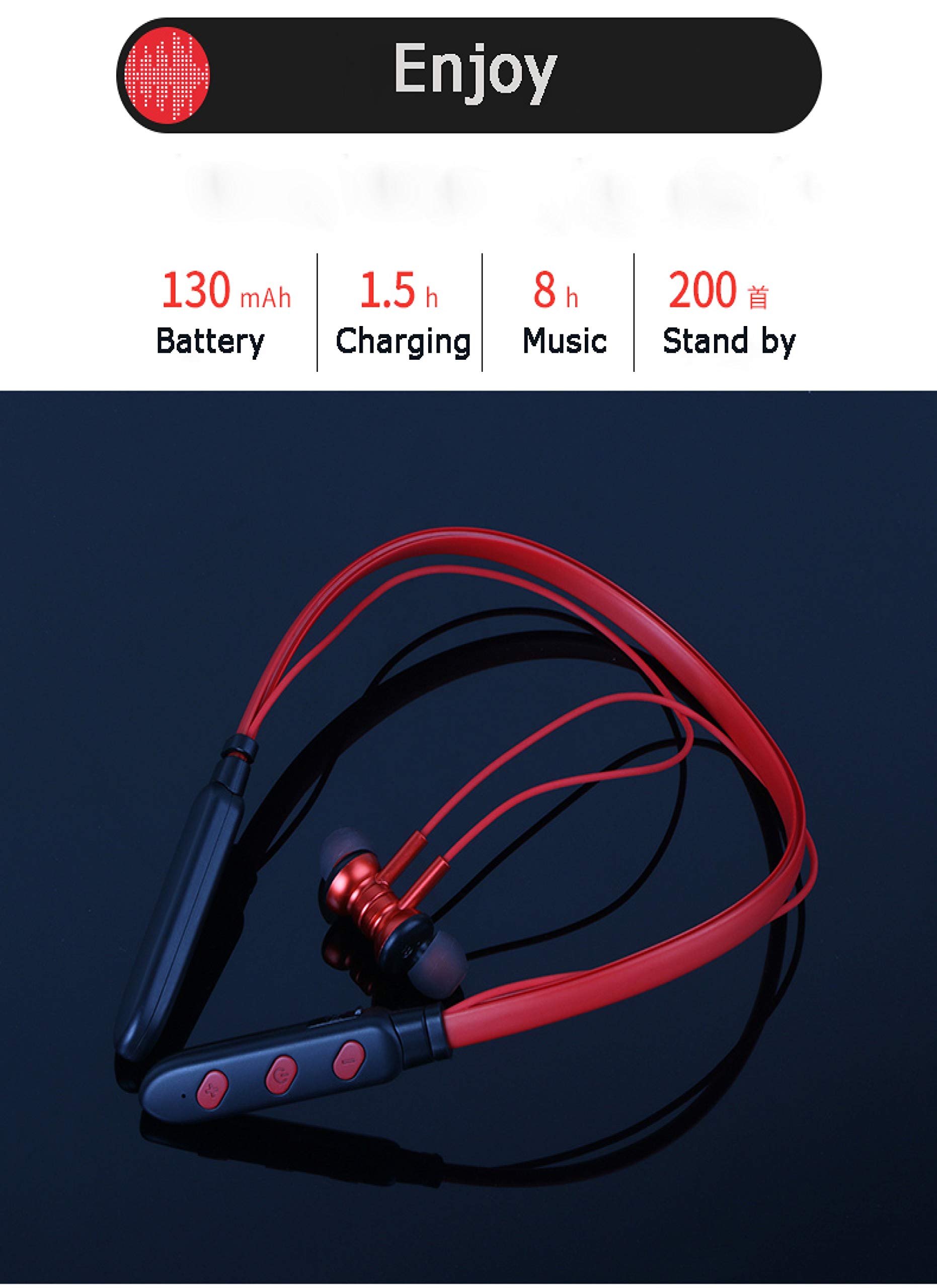 QT S Bluetooth Neckband Headphones - Wireless Stereo Headset with HD Sound V5.0, Noise Cancelling, Sweat/Waterproof for Gym, Workout, Travel & Business | 7-Hour Playtime | Perfect for Running, Commuting & Music Lovers