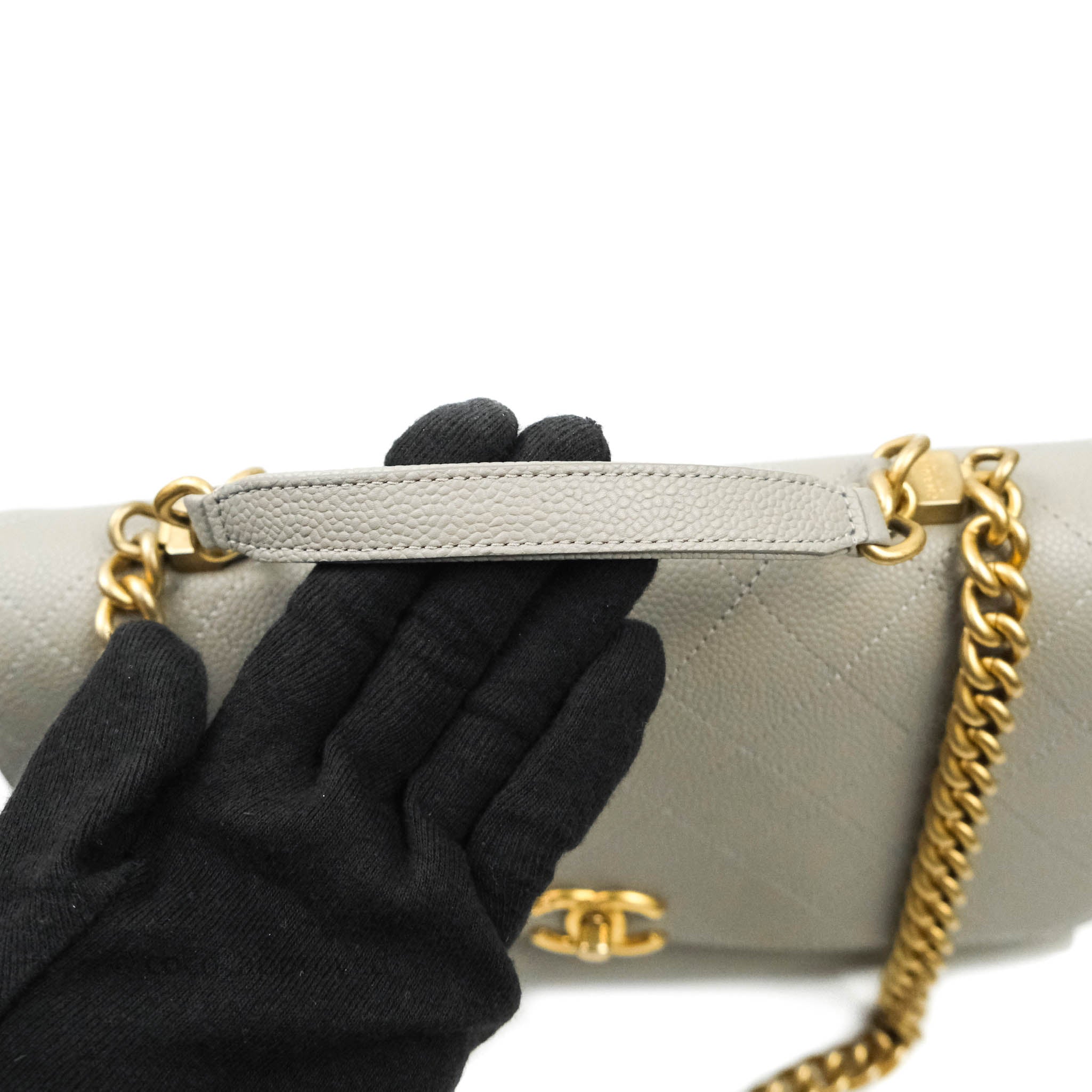Chanel Chic Affinity Medium Grained Calfskin Grey Handbag with Aged Gold Hardware - Perfect for Work, Travel & Luxury Fashion Accessories