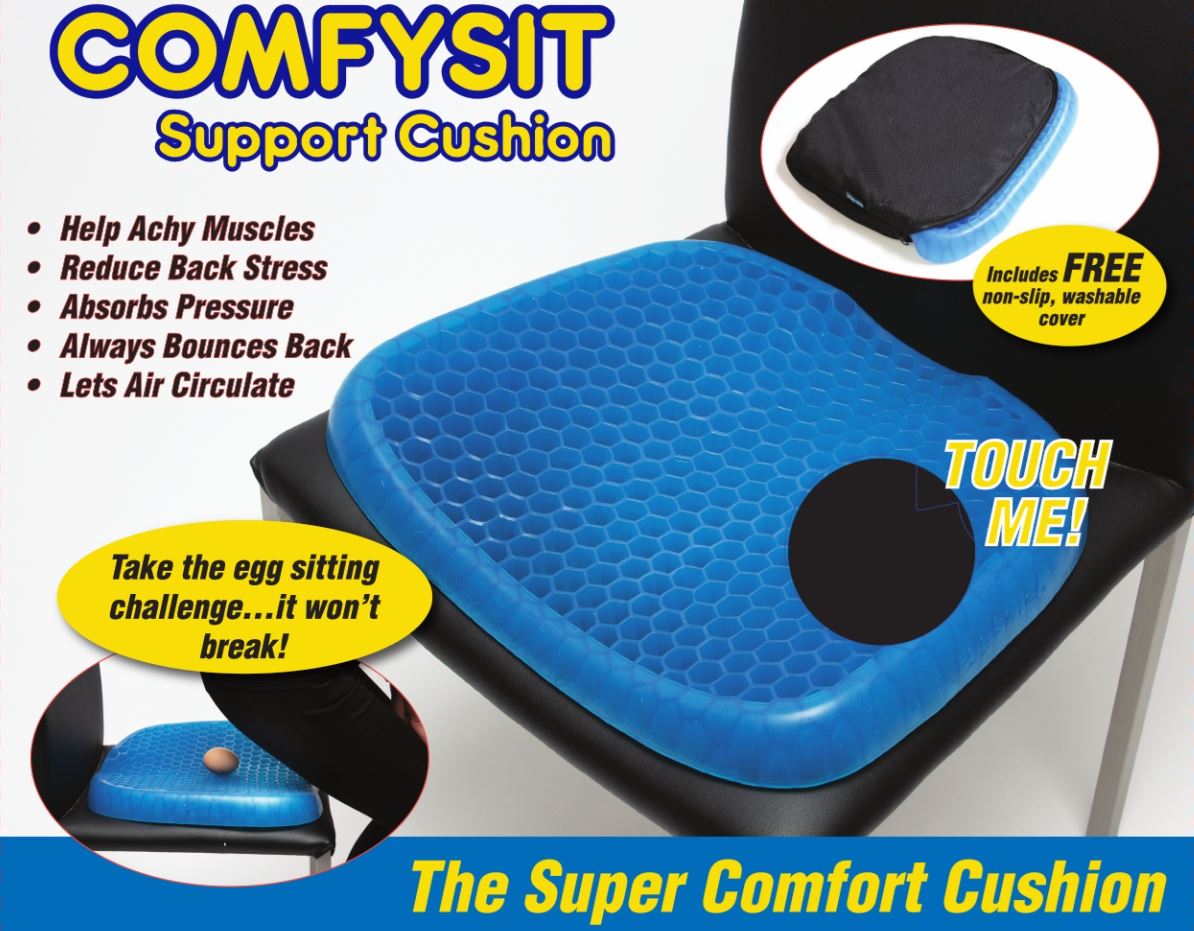 Restform Comfysit Cushion - Premium Comfort Seat Cushion for Office Chair, Car, Sofa - Ergonomic Support for Back Pain Relief - Home & Travel Use