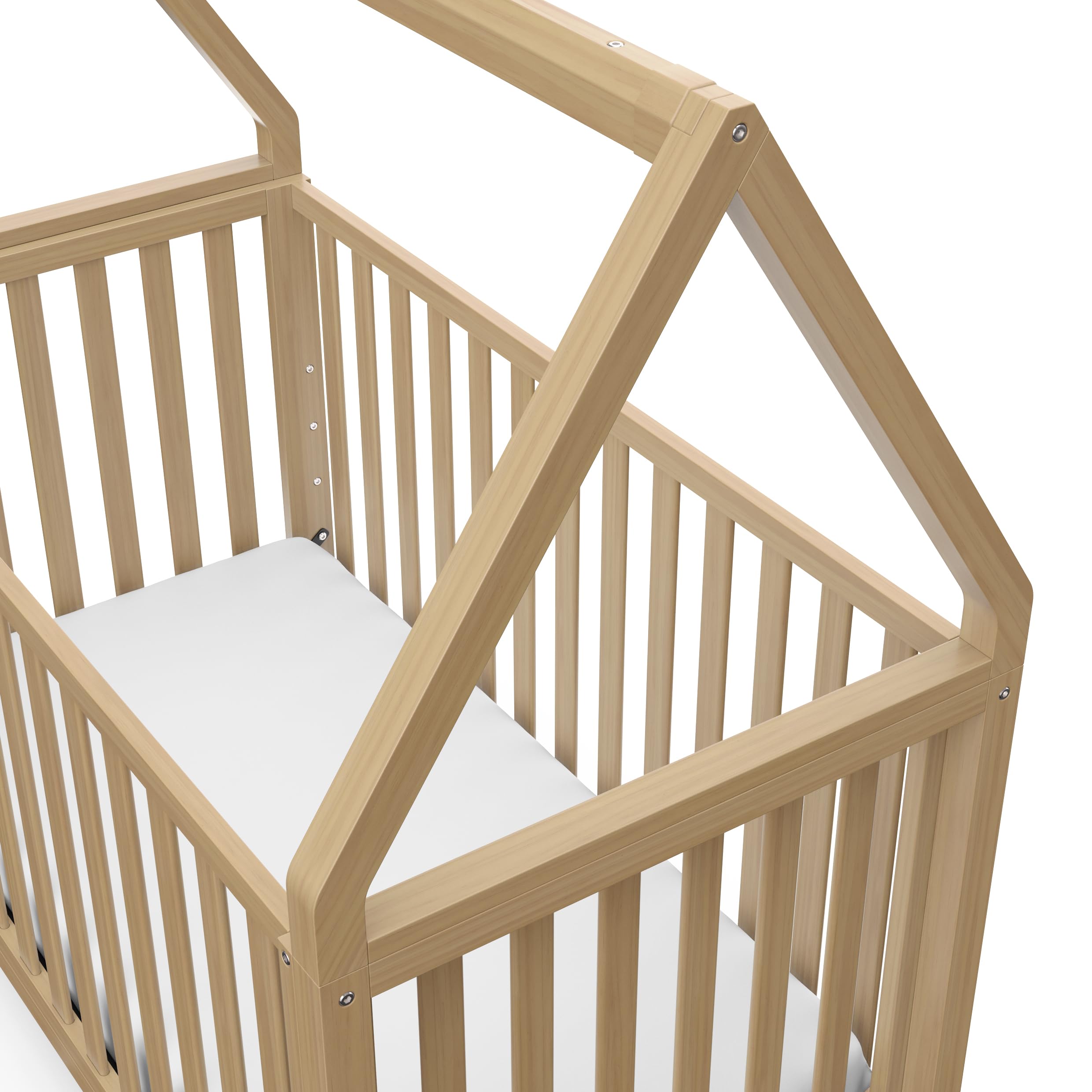 Storkcraft Orchard 6-in-1 Convertible Crib in Driftwood - GREENGUARD Gold Certified, Converts to Toddler Bed, Full Bed, Playhouse & Daybed, Fits Standard Crib Mattress | Nursery Furniture for Baby & Kids Room, Modern Wooden Crib for Newborns & Toddlers