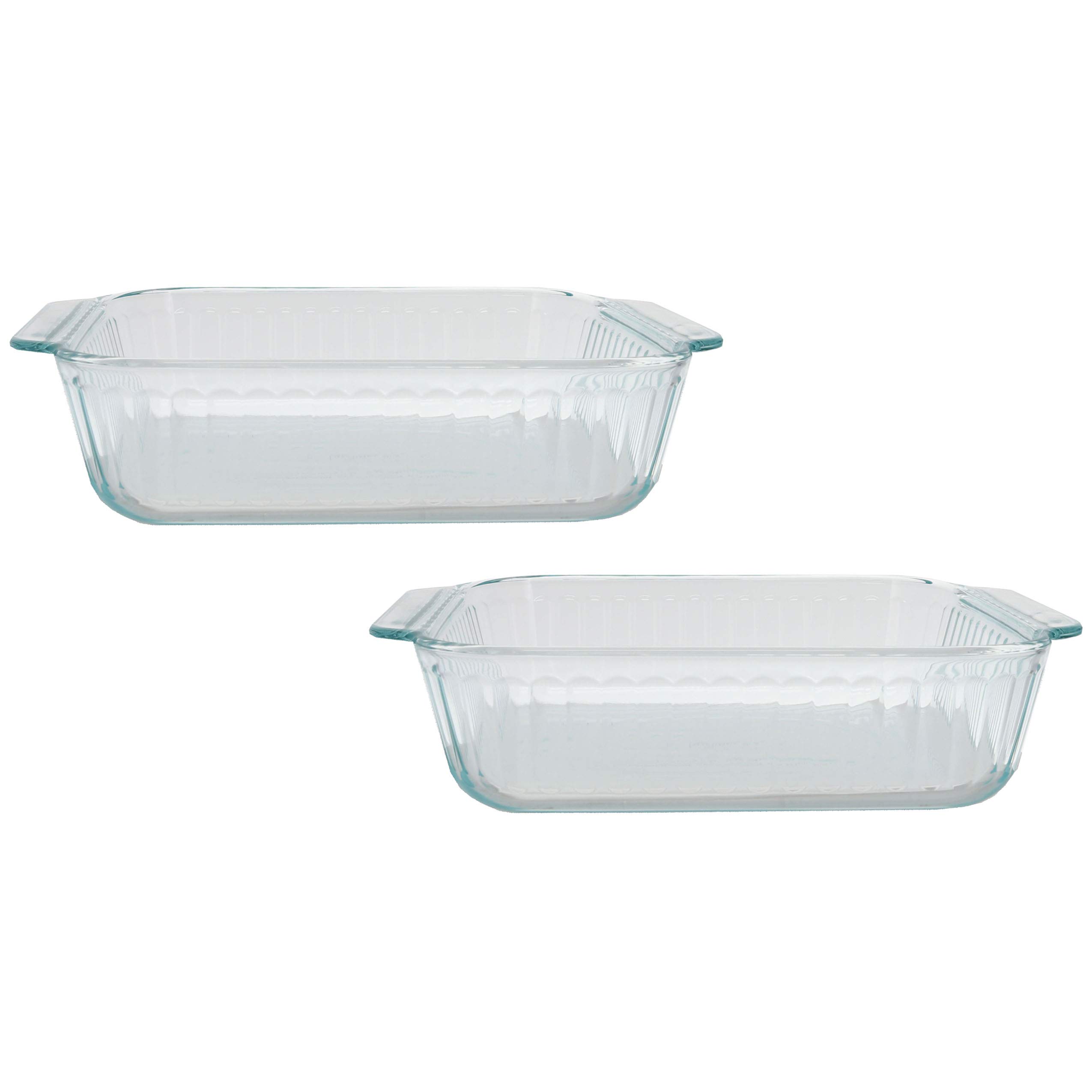 Pyrex 222-SC 8-Inch Clear Glass Baking Dishes Set of 2 | Durable Oven Safe Bakeware for Casseroles, Lasagna & Desserts | Made in USA | Perfect for Holiday Baking & Family Dinners
