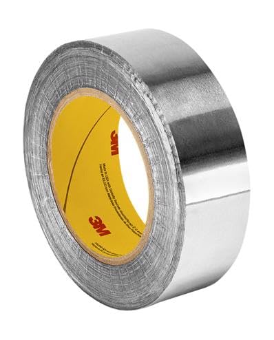 3M 433 Shiny Silver Aluminum Foil Tape - 12 Inch Wide x 5 Yard Long (1 Roll) - High Temperature Resistant, Moisture Proof for HVAC, Duct Sealing, Roof Repair & DIY Projects