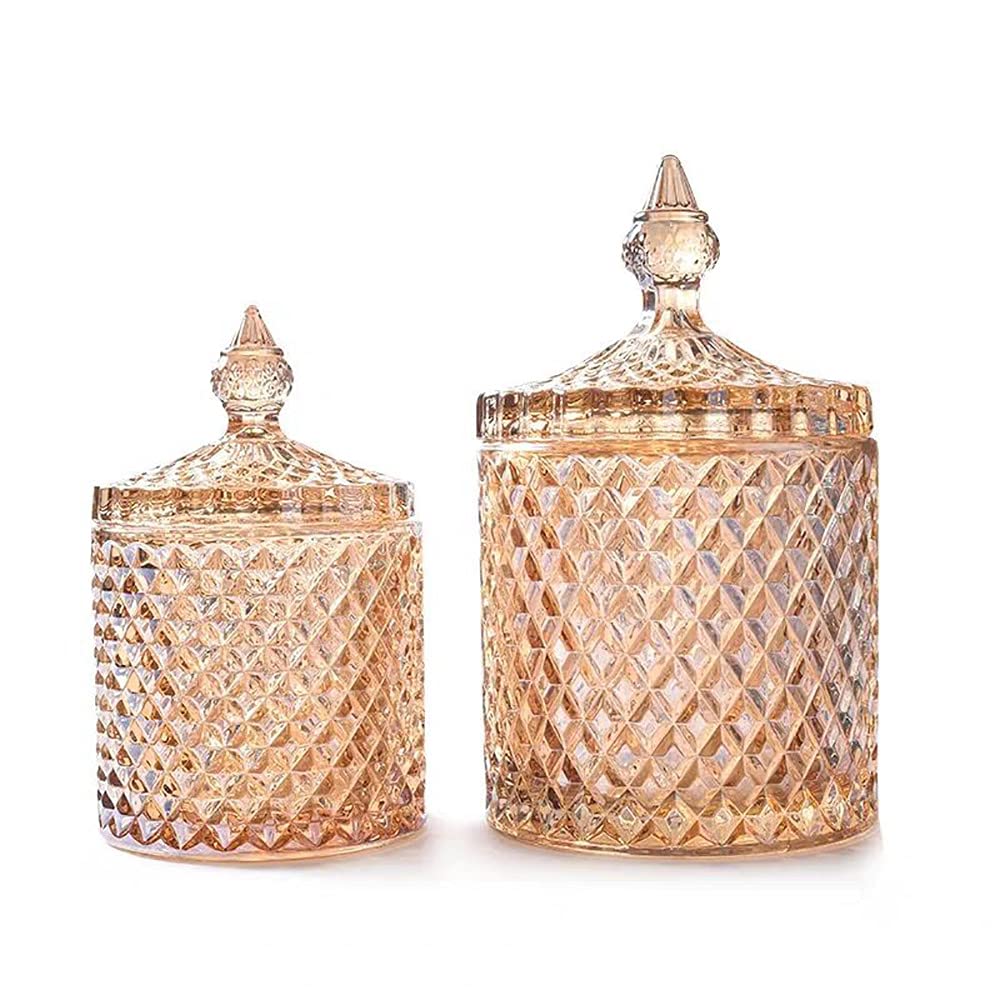 Amber Glass Candy Jar with Lid - Party Wedding Buffet Display
