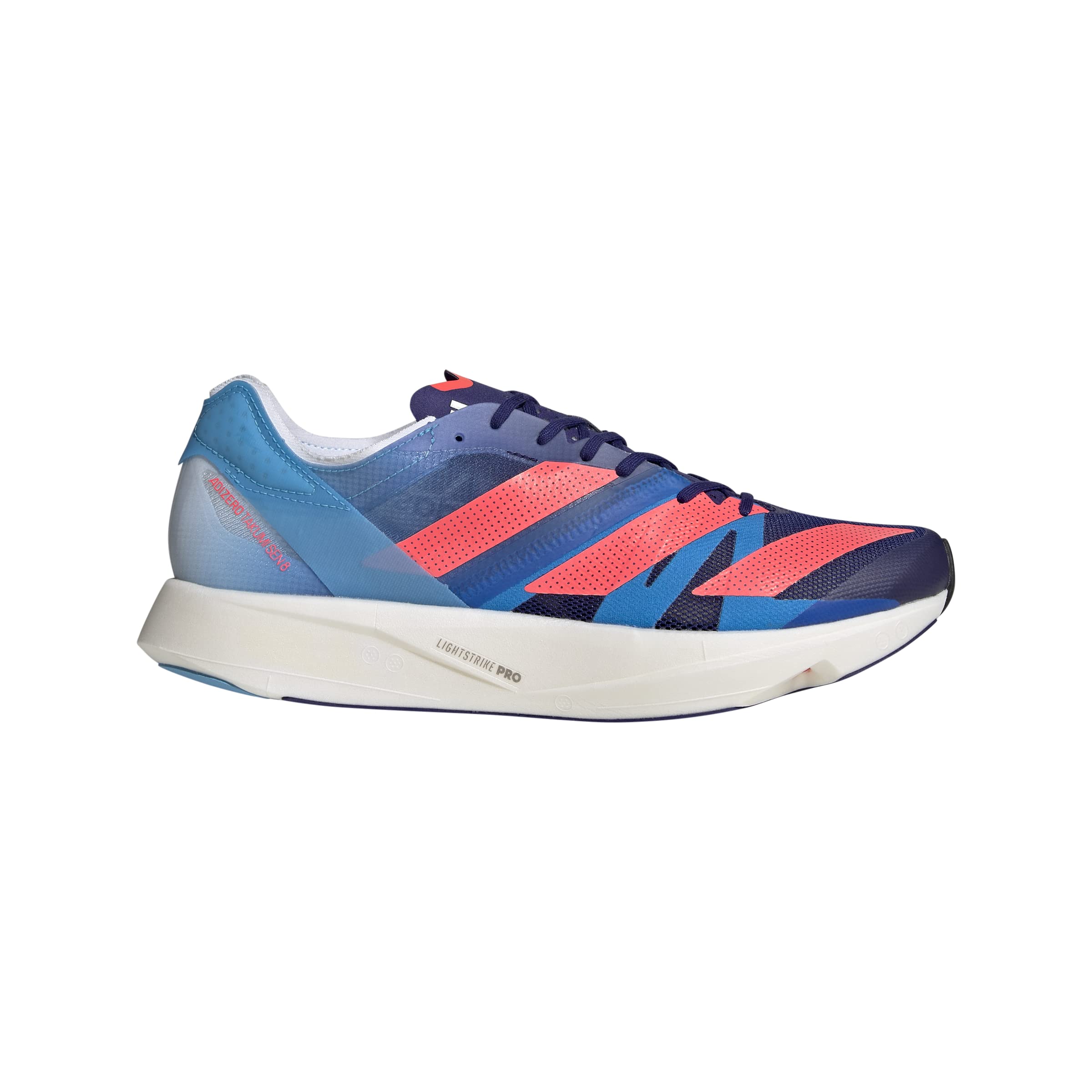 Adidas Men's Adizero Takumi Sen 8 Running Shoes - Legacy Indigo/Turbo/Sky Rush - Size 8.5 D - Lightweight Racing Sneakers for Marathon & Road Running