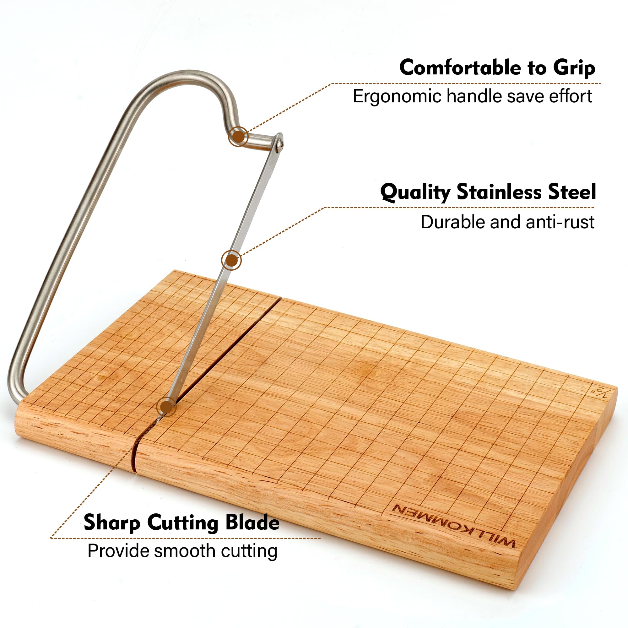 Premium Wooden Cheese Slicer & Cutting Board with Stainless Steel Blade - 10.8