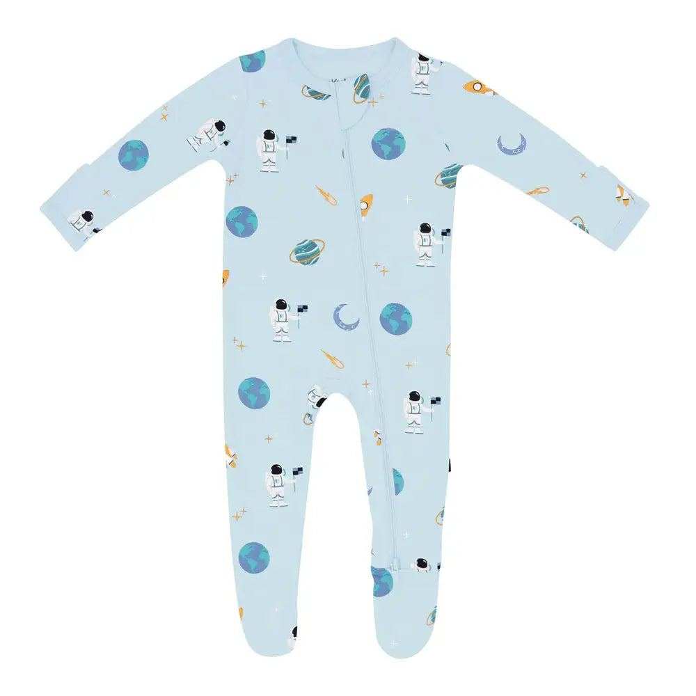 Kyte Baby Printed Zippered Footie Pajamas - Soft Organic Cotton Baby Sleepsuit with Feet - Cozy Winter Sleepwear for Infants & Toddlers (Ice Space Print) - Perfect for Nursery, Bedtime & Cold Weather Snuggles