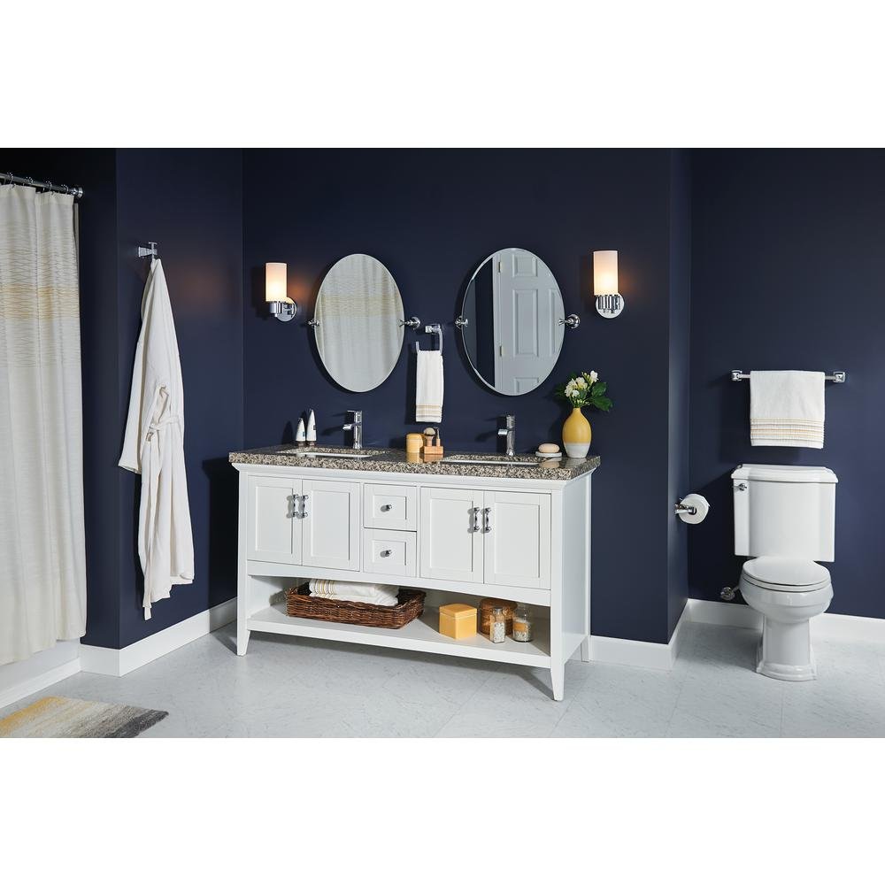 Moen Hensley 24-Inch Chrome Towel Bar with Press and Mark - Bathroom Accessory for Modern Homes & Spa-Like Showers