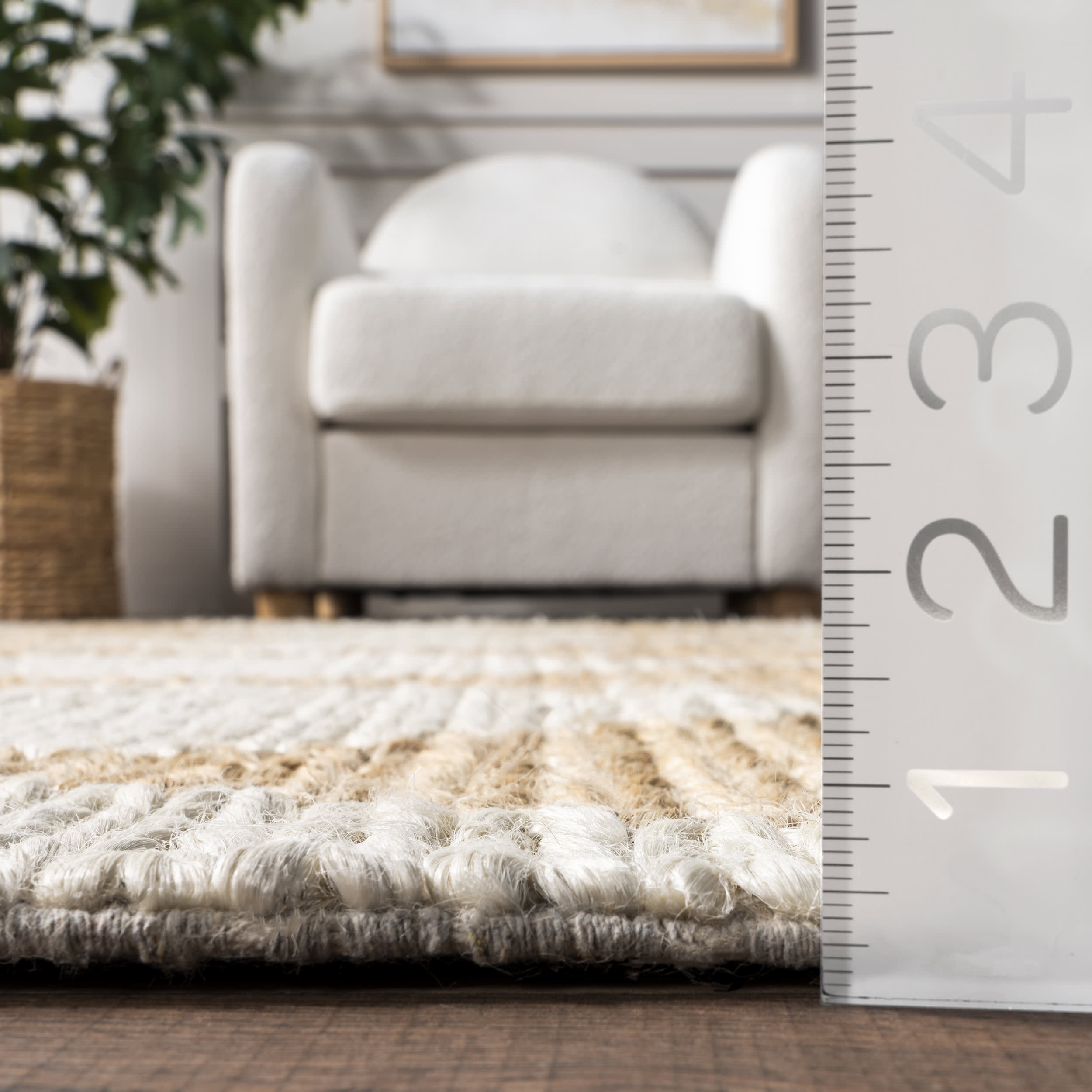 Deja Diamond Jute Trellis Rug - Natural Fiber Handwoven Area Rug for Living Room, Bedroom, Dining Room - Eco-Friendly Home Decor & Boho Style Floor Mat