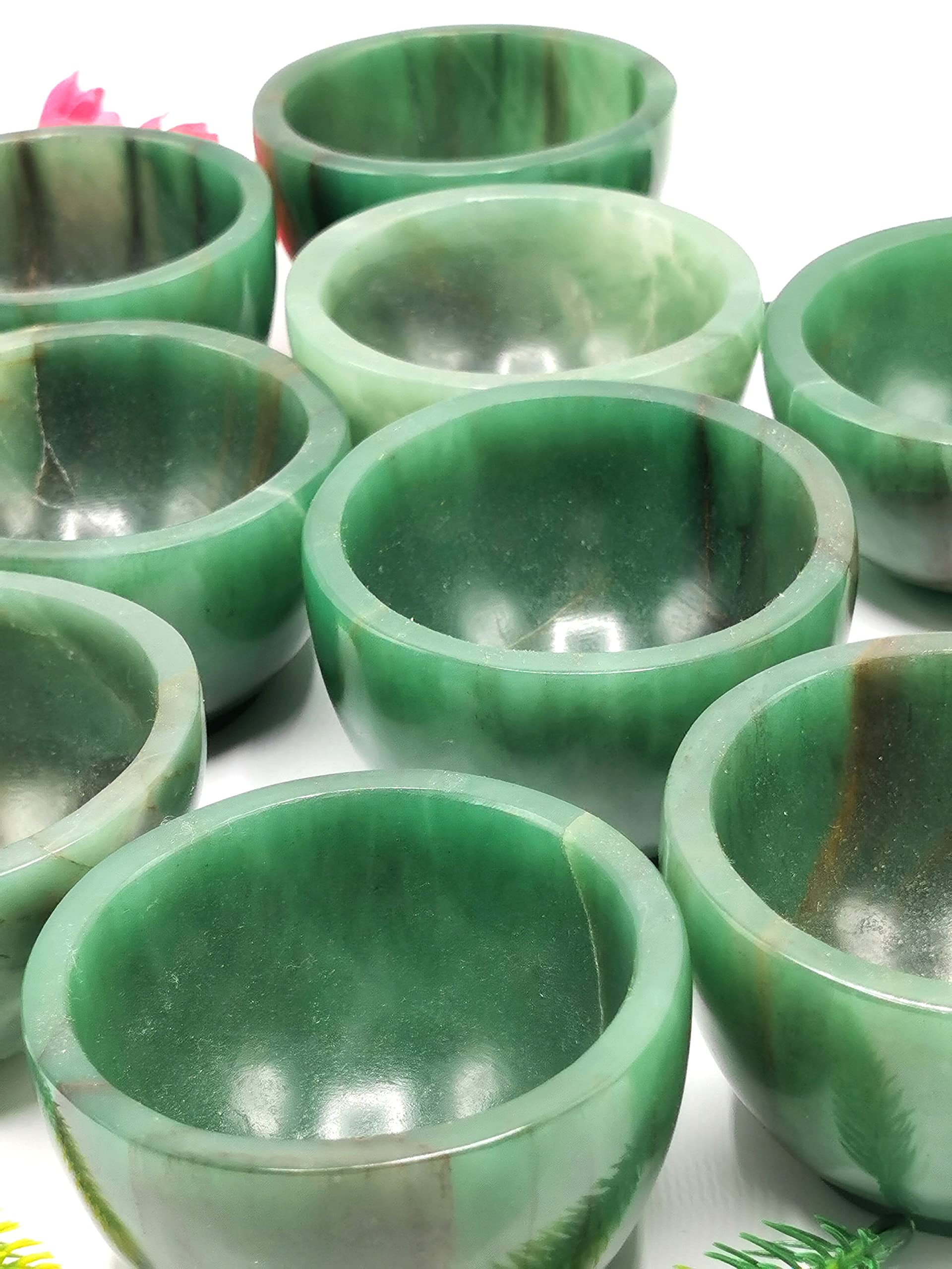 Hand Carved Australian Green Aventurine Bowl - 3 Inch Diameter, 200g (0.44lb) - Natural Stone Serving Bowl for Salads, Snacks & Home Decor - Unique Handmade Gift Idea