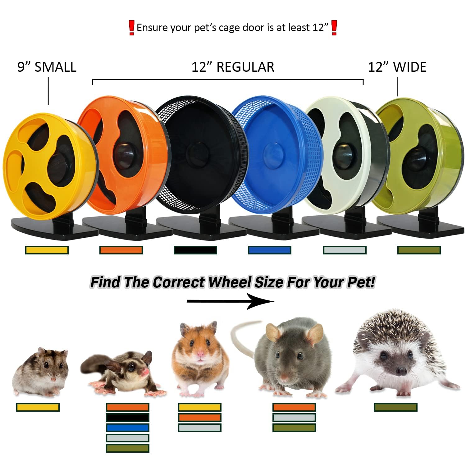 Silent Runner Pro - Quiet Exercise Wheel for Sugar Gliders | Noiseless Hamster Running Wheel with Secure Attachment (Black) | Perfect for Small Pets' Nighttime Activity & Cage Enrichment