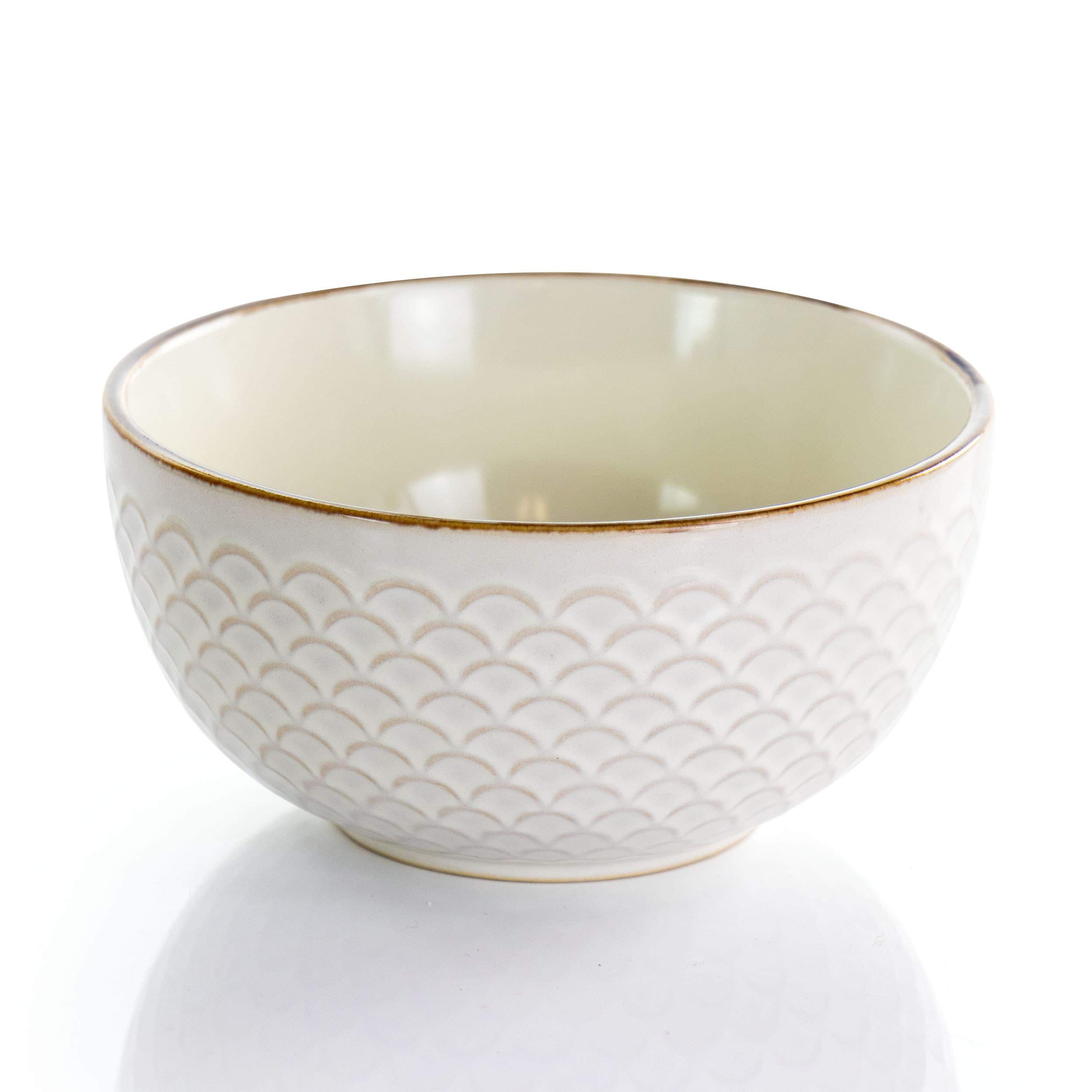 UKN Honey Ivory 16-Piece Stoneware Dinnerware Set - Textured Casual Round Plates, Bowls & Mugs - Dishwasher & Microwave Safe - Perfect for Family Dinners, Parties & Everyday Use