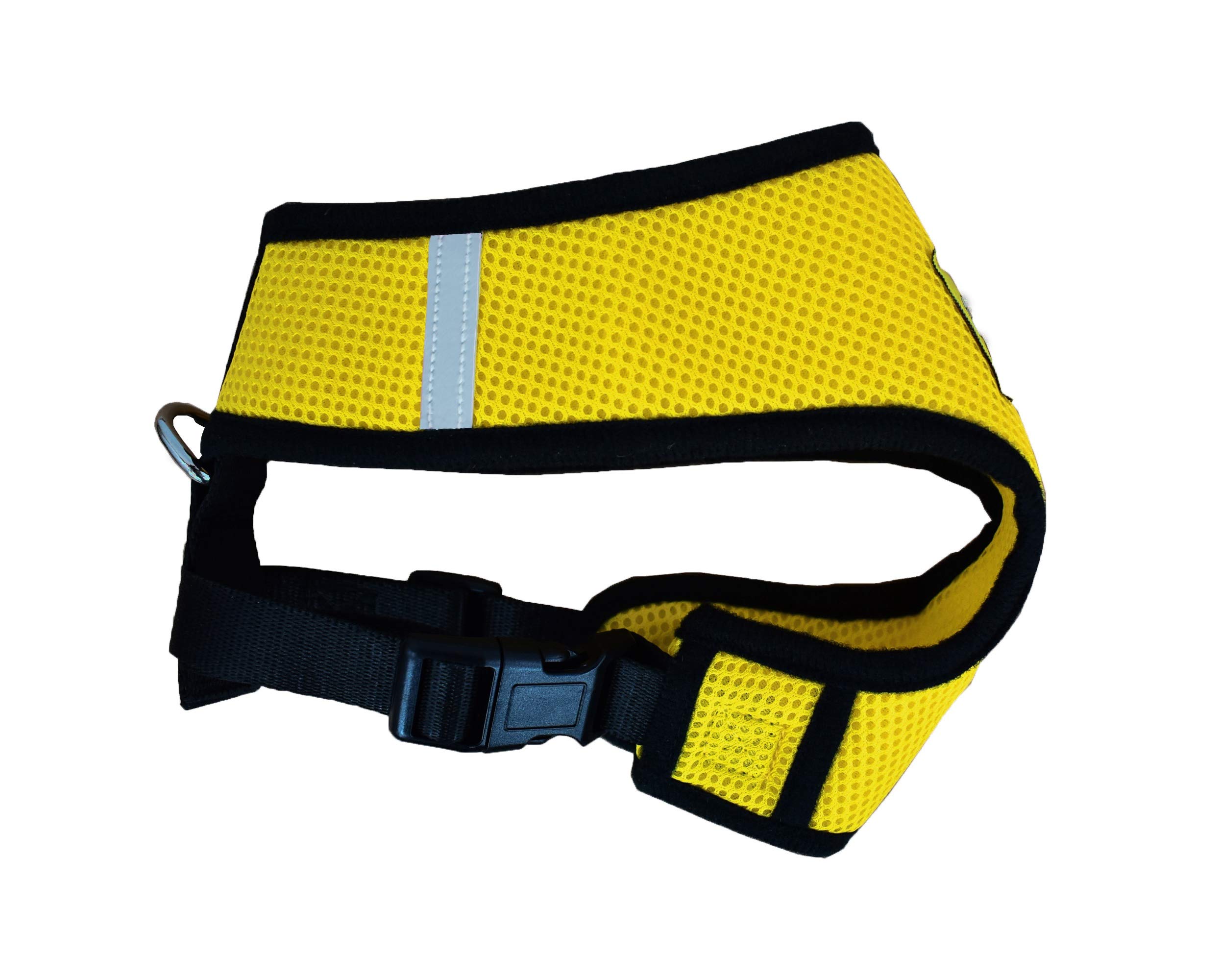 No Pull No Choke Reflective Dog Harness - Adjustable Breathable Pet Vest with Front Clip for Small Medium Large & X-Large Dogs (Yellow) - Perfect for Walking, Running & Outdoor Adventures