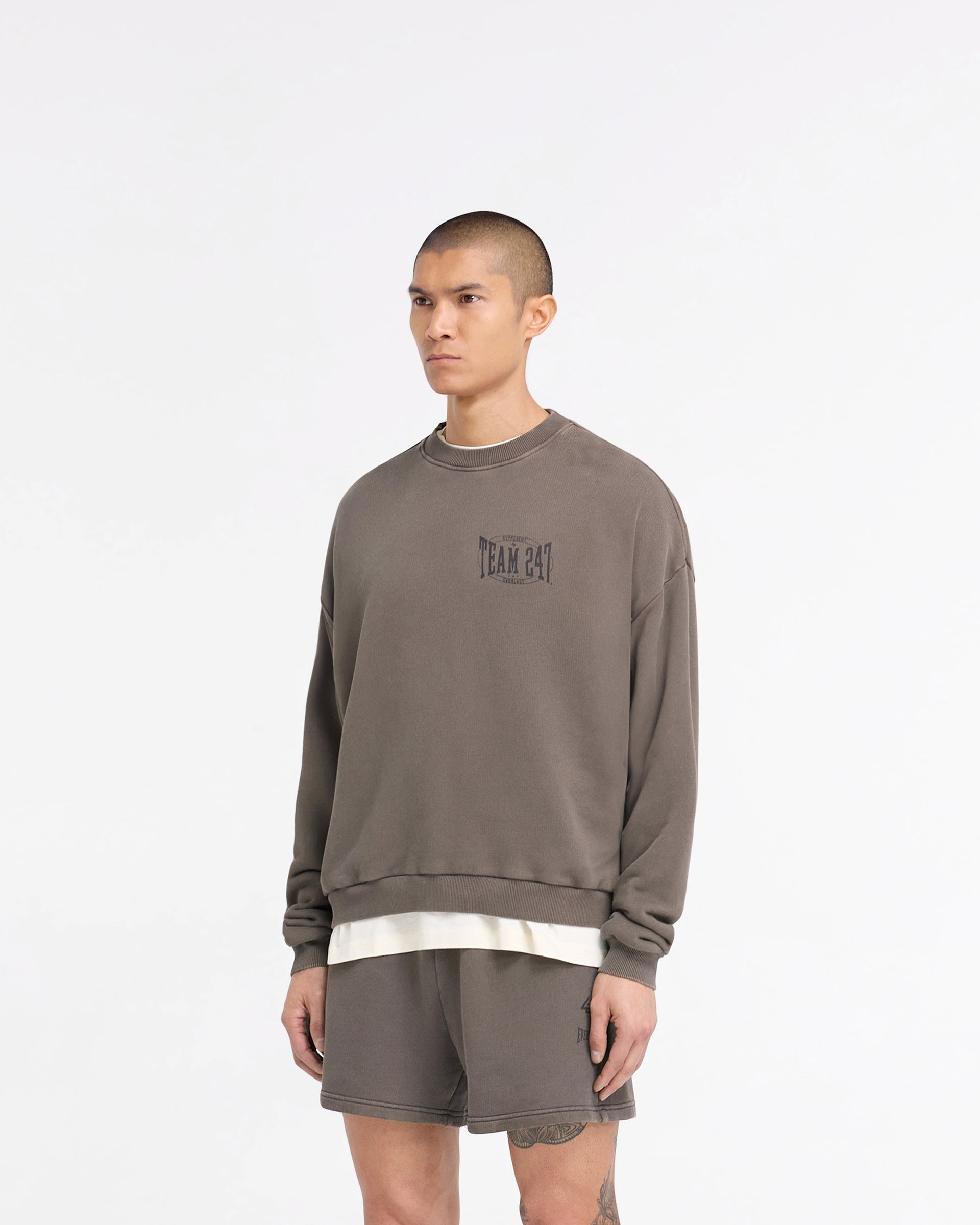 Everlast Training Camp Boxy Sweater - Washed Brown | 247 X | Comfortable & Stylish Workout Hoodie for Gym, Running & Casual Wear